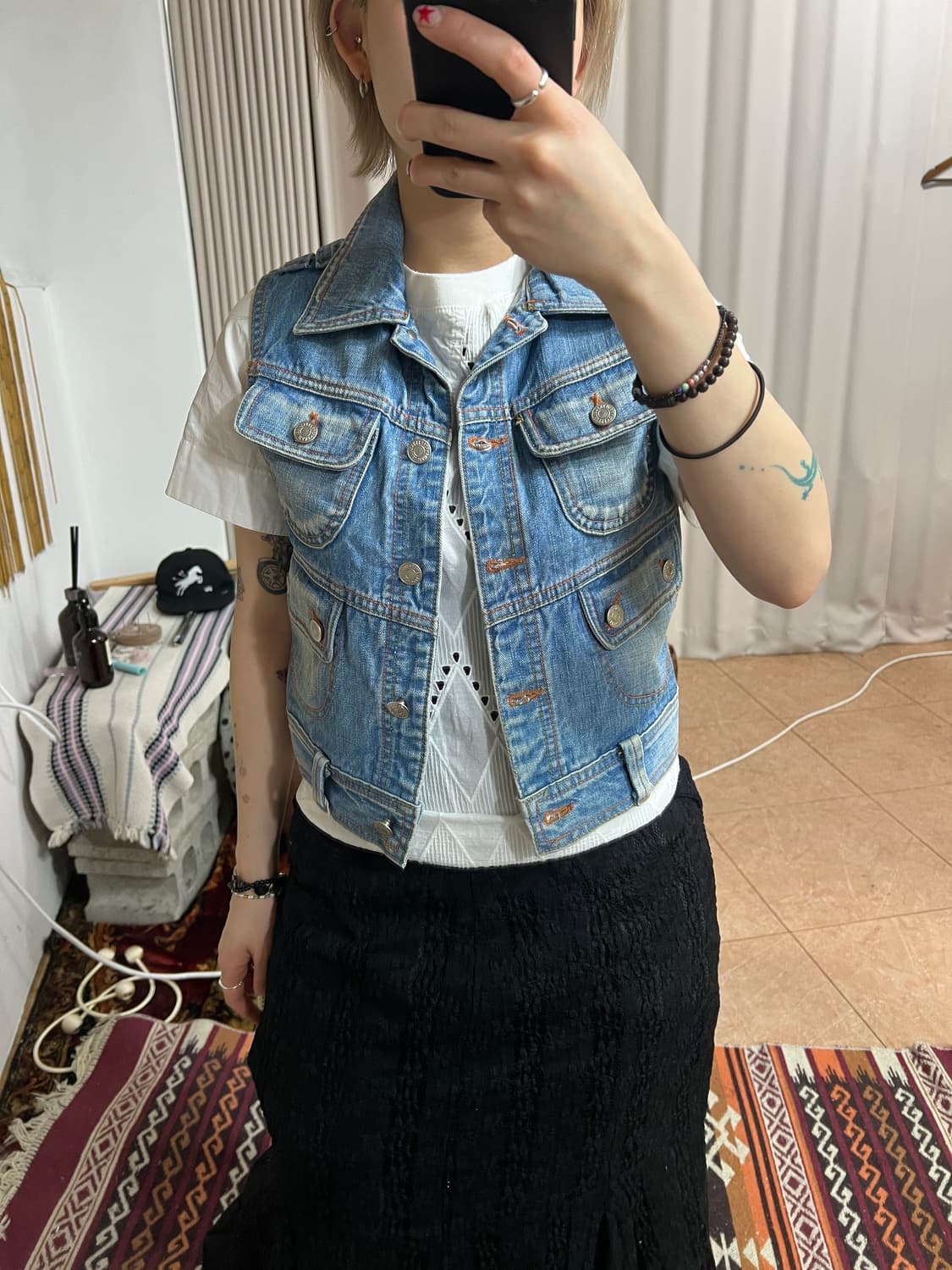 빈티지 여성 멀티포켓 데님 베스트 자켓  상품이미지2