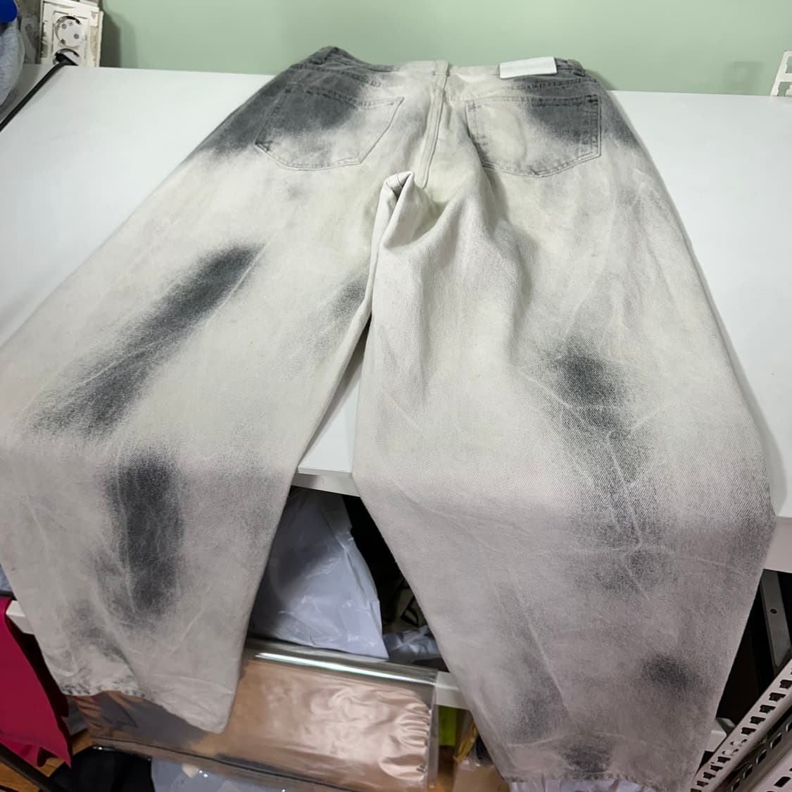 S-M 디엔에스알 DNSR 와이드핏 블리치 데님팬츠 상품이미지6