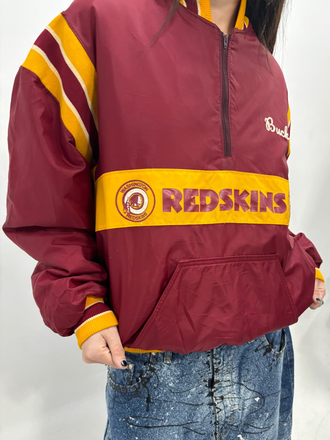 00s 올트스쿨 와인&옐로우 스타디움 반집업아노랏 엑라 상품이미지3