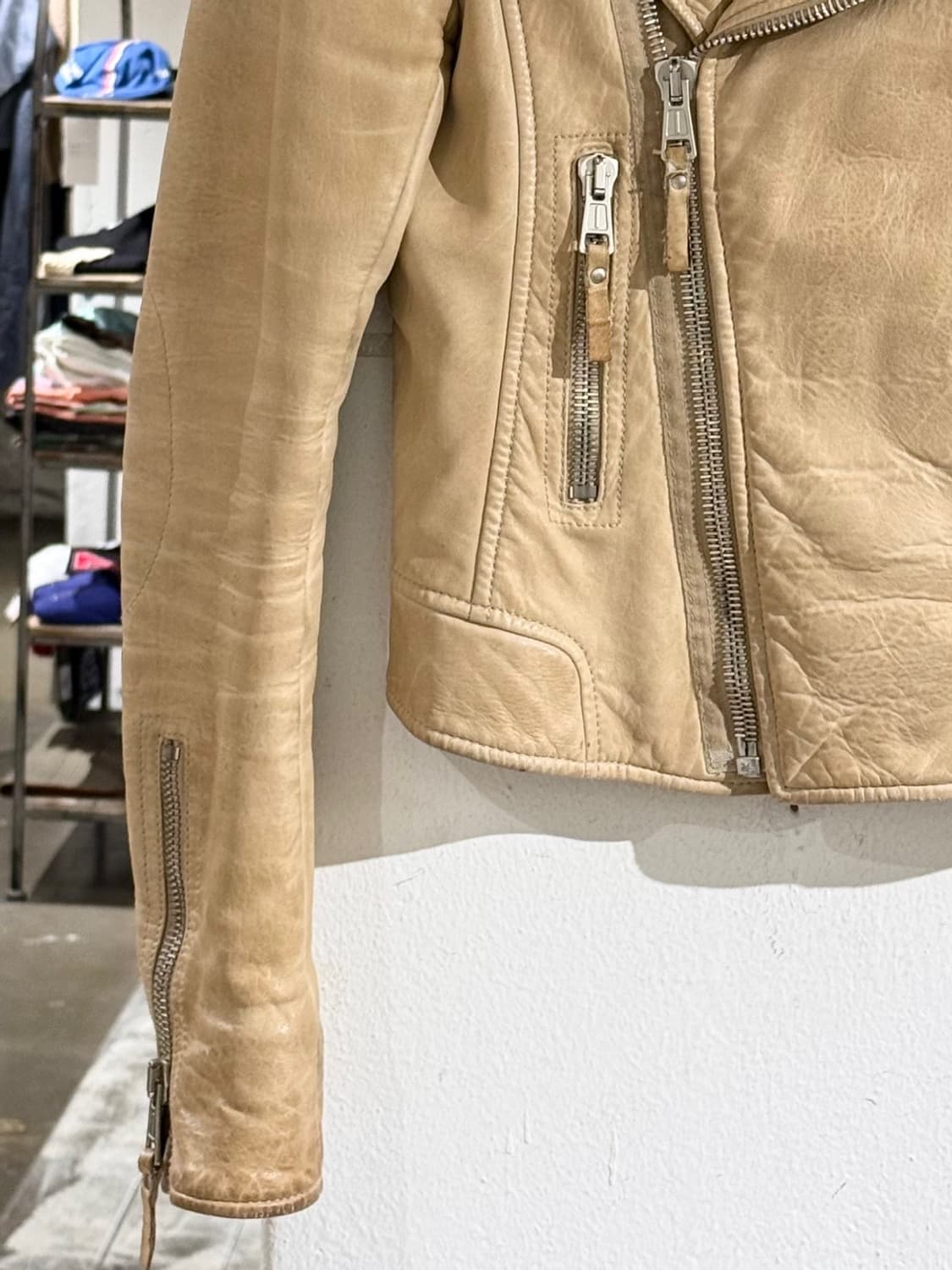 발렌시아가 09s 베이지 모터 램스킨 레더 자켓 상품이미지4