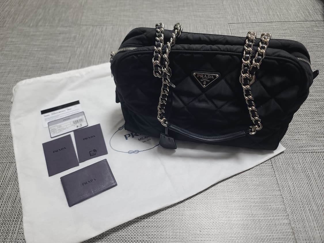 프라다 퀼팅 체인백 1bb903 숄더백 토트백 블랙 은장 상품이미지1