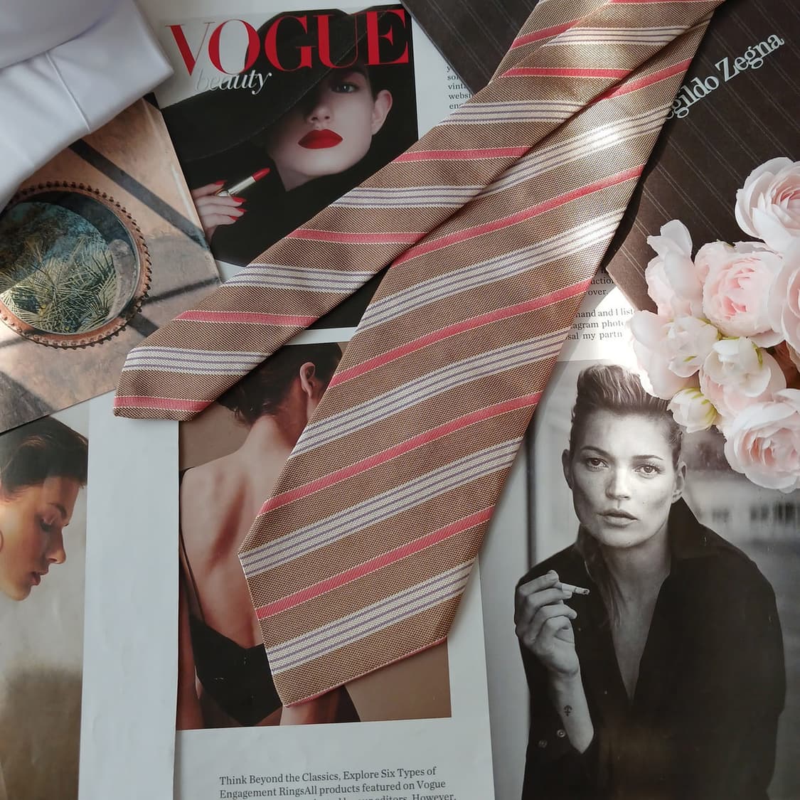 에르메네질도 제냐 실크 스트라이프 넥타이 9.2cm A+등급 A18887 상품이미지3