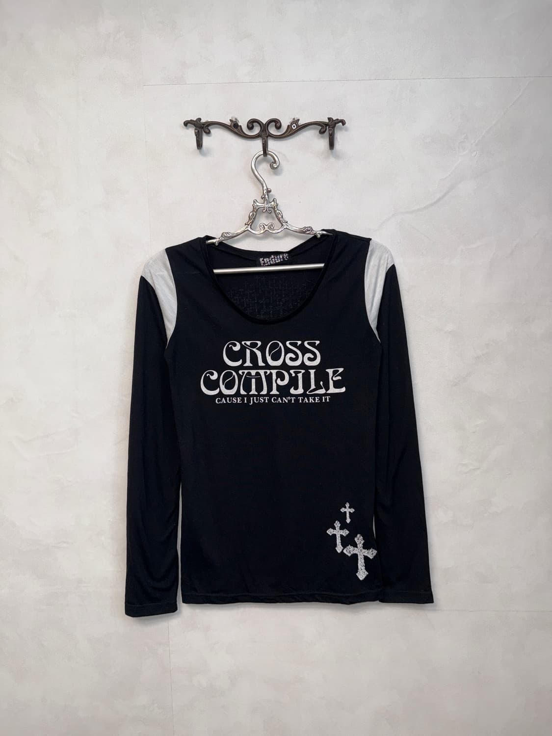 Black punk skull cross lettering sleeve 상품이미지3