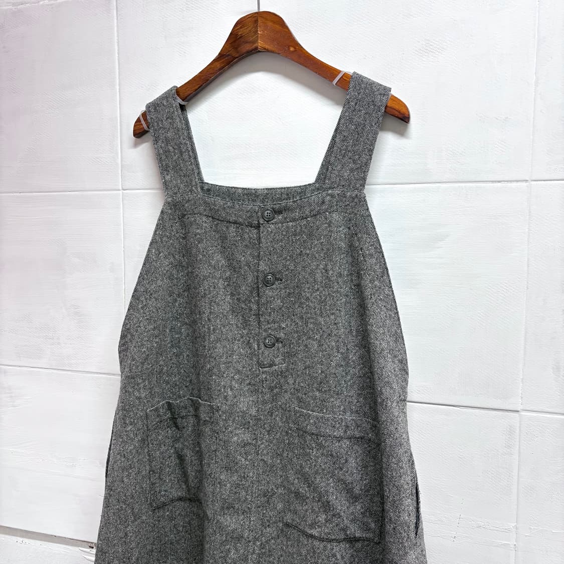 모리걸 보카시 그레이 울 언발 멜빵 원피스 JPN 상품이미지4