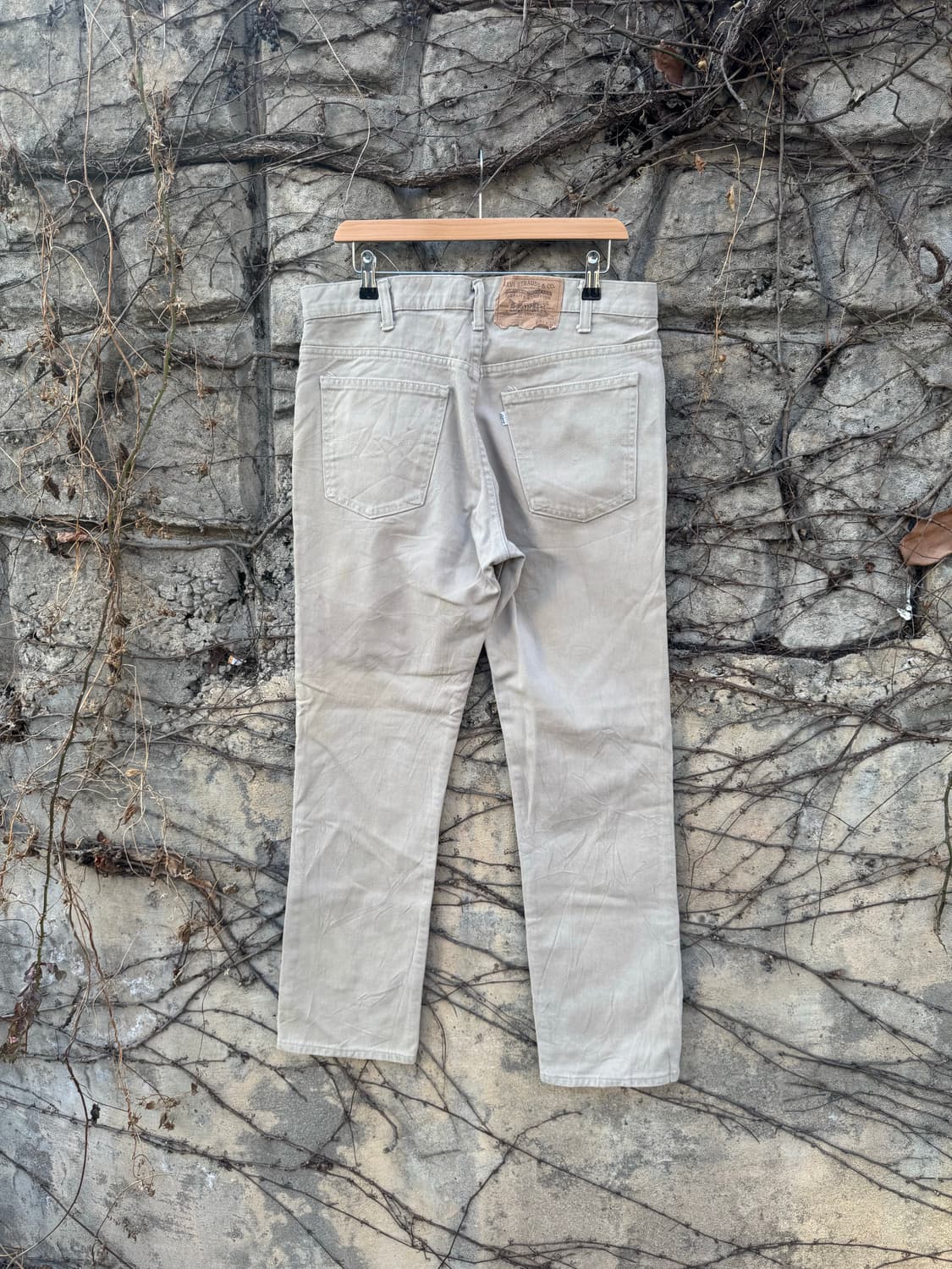 80s 리바이스 빈티지 509 스트레이트핏 베이지 카키 코튼 데님 팬츠 상품이미지2