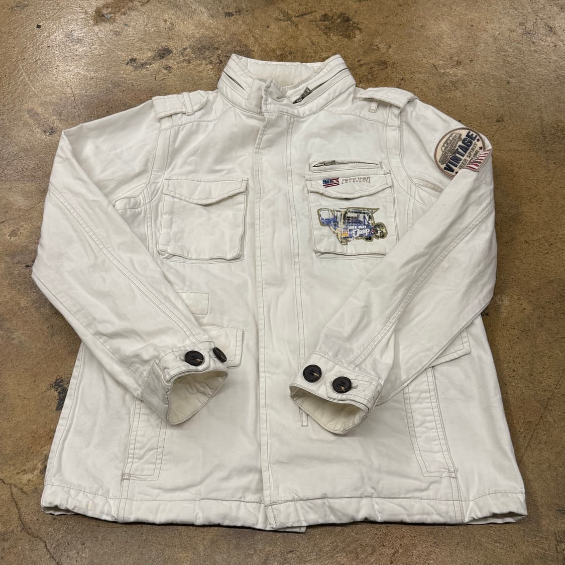 [정품/S] Jeep Spirit 빈티지 화이트 야상 점퍼 b15 상품이미지2