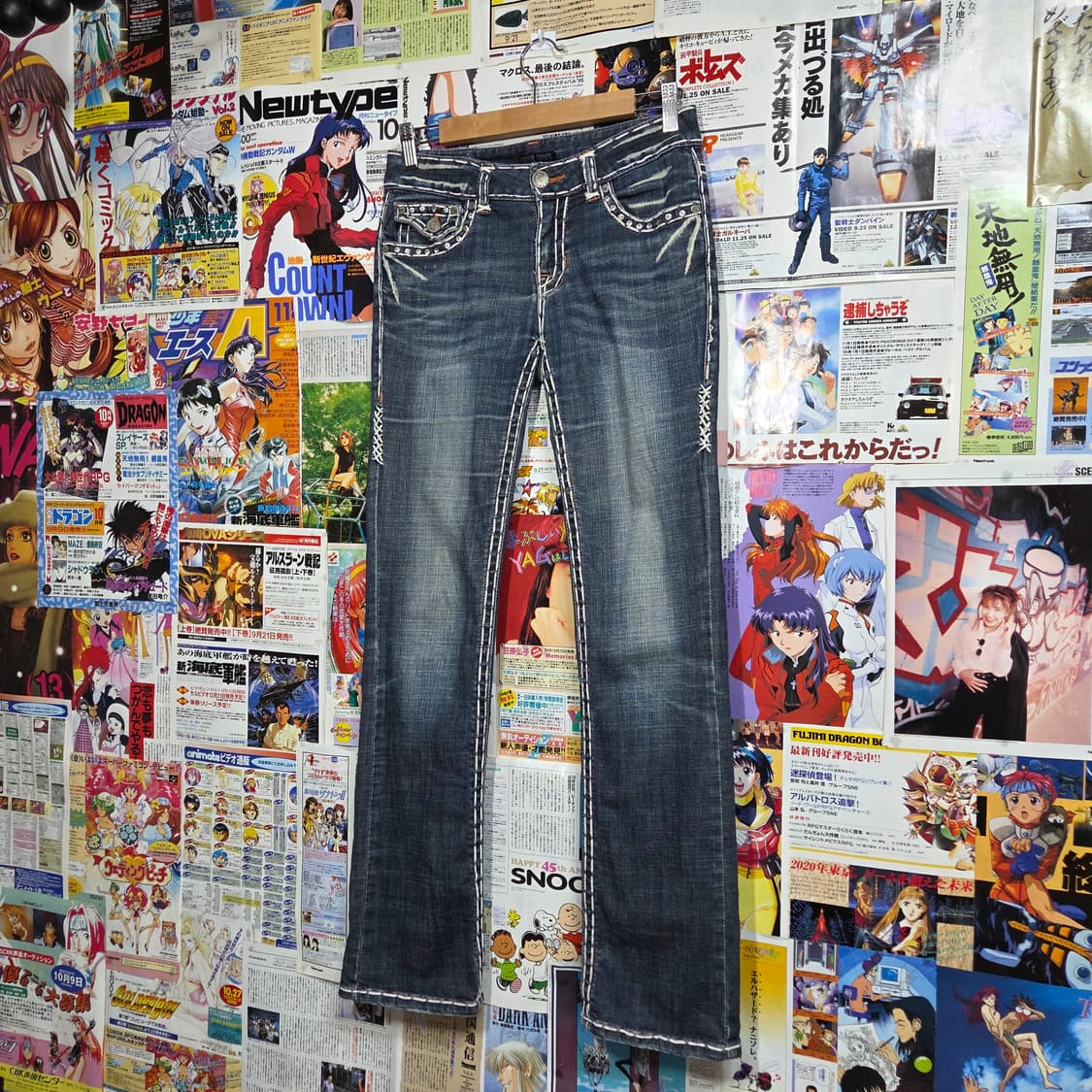 빈티지 백포켓 스터드 로우라이즈 세미 부츠컷 팬츠 상품이미지5