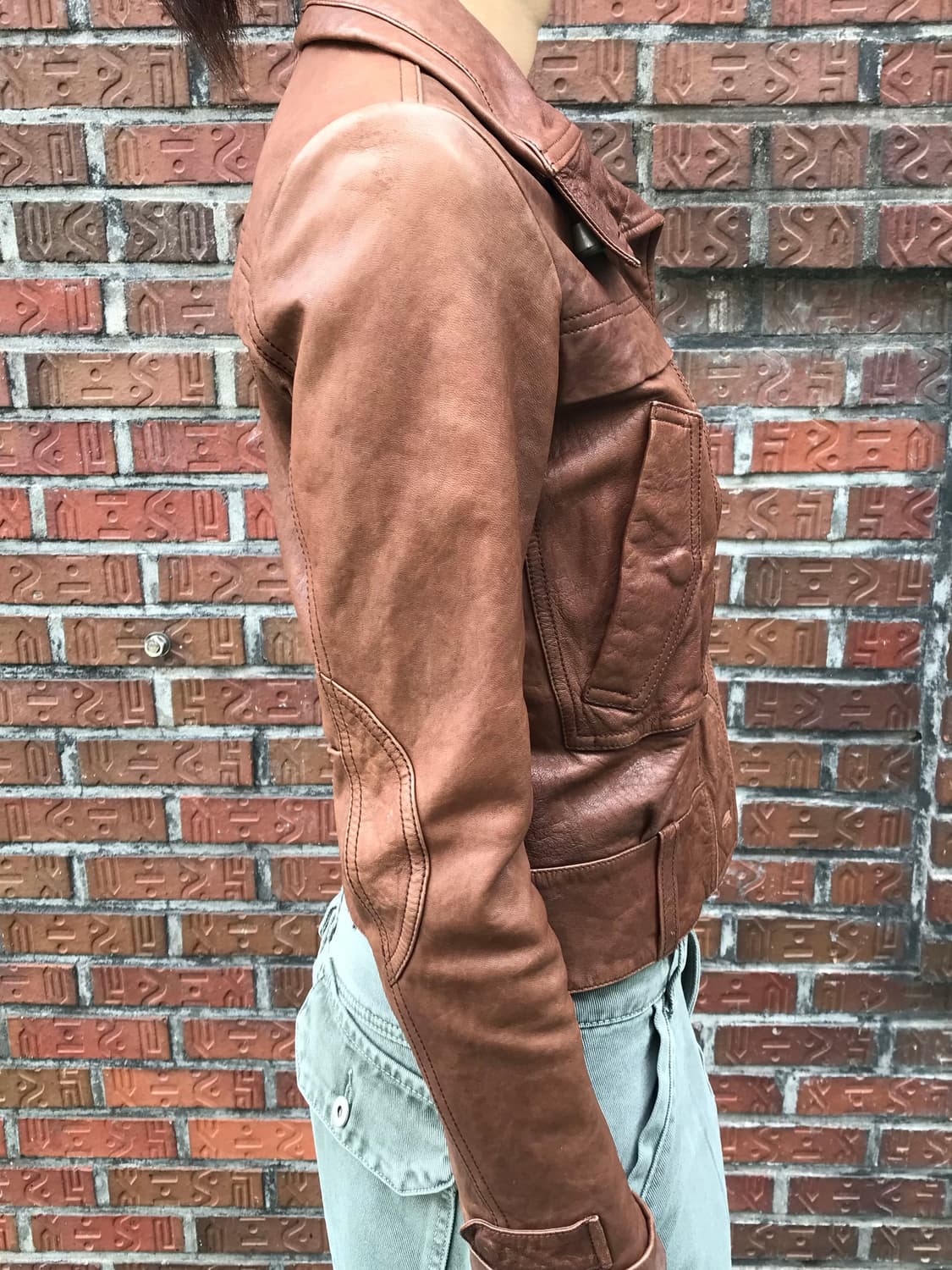 Thursday Island 브라운 가죽 자켓 상품이미지5