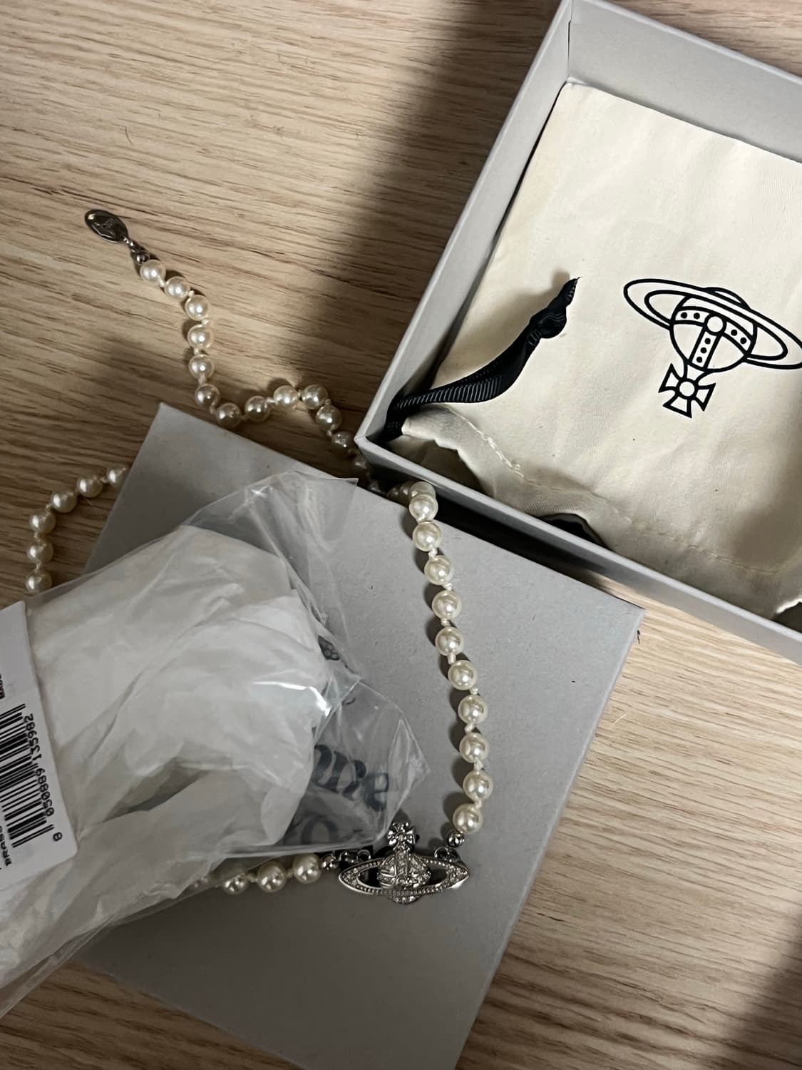 비비안웨스트우드 미니 펄 바스 릴리프 네클리스 실버 상품이미지2