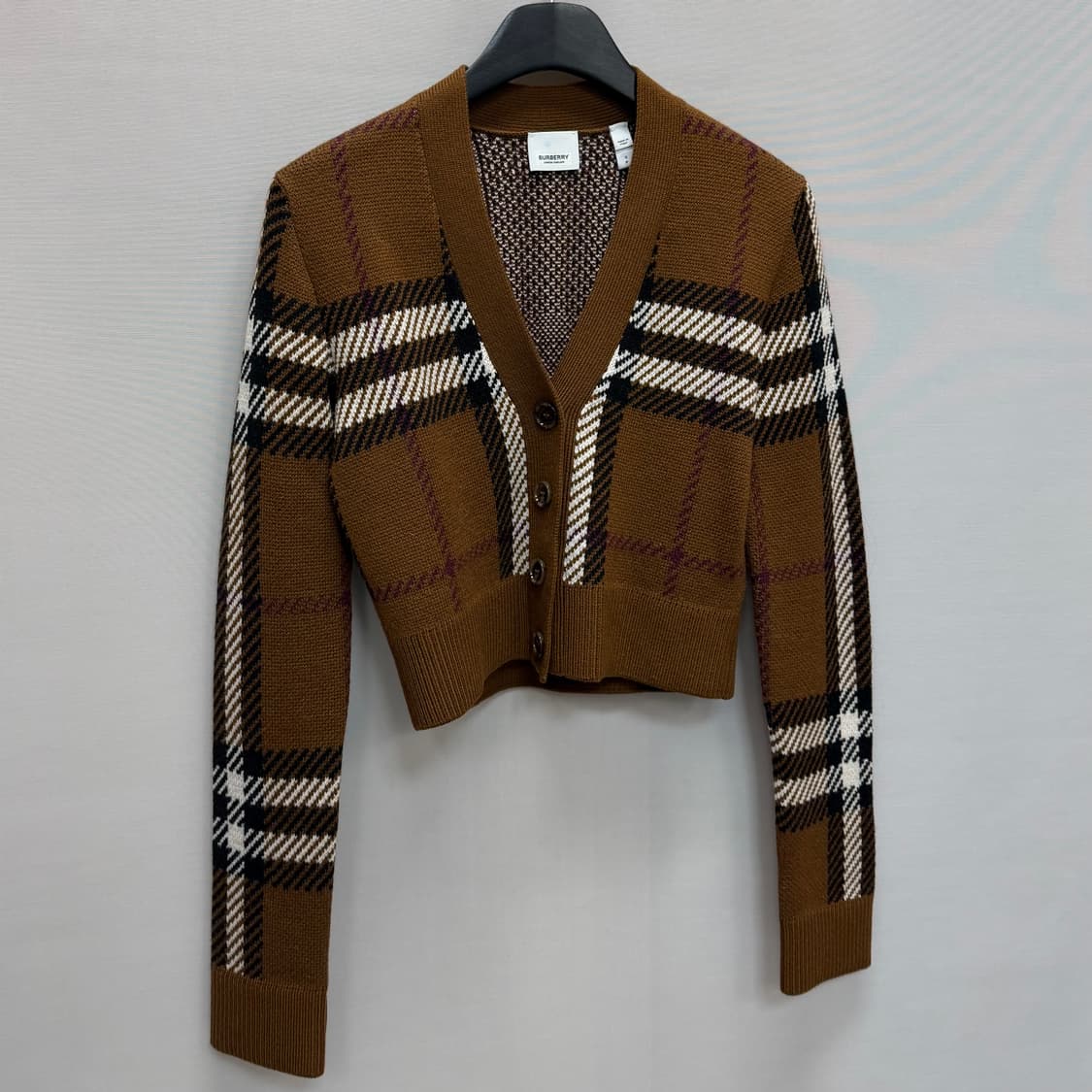 버버리 체크 울 자카드 크롭 카디건 ( 마른 44 ) 상품이미지2