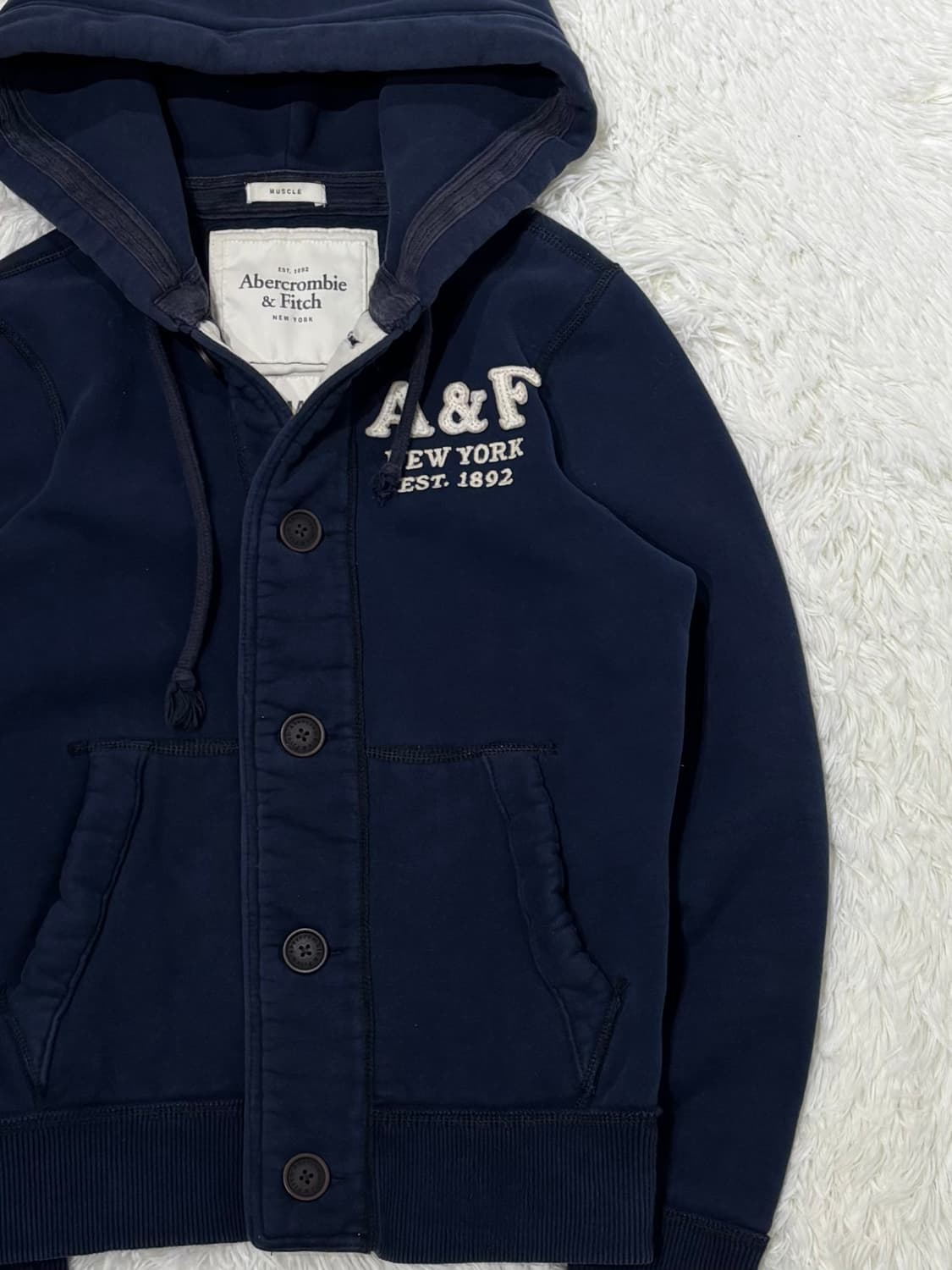 아베크롬비 네이비 버튼 후드집업 상품이미지5