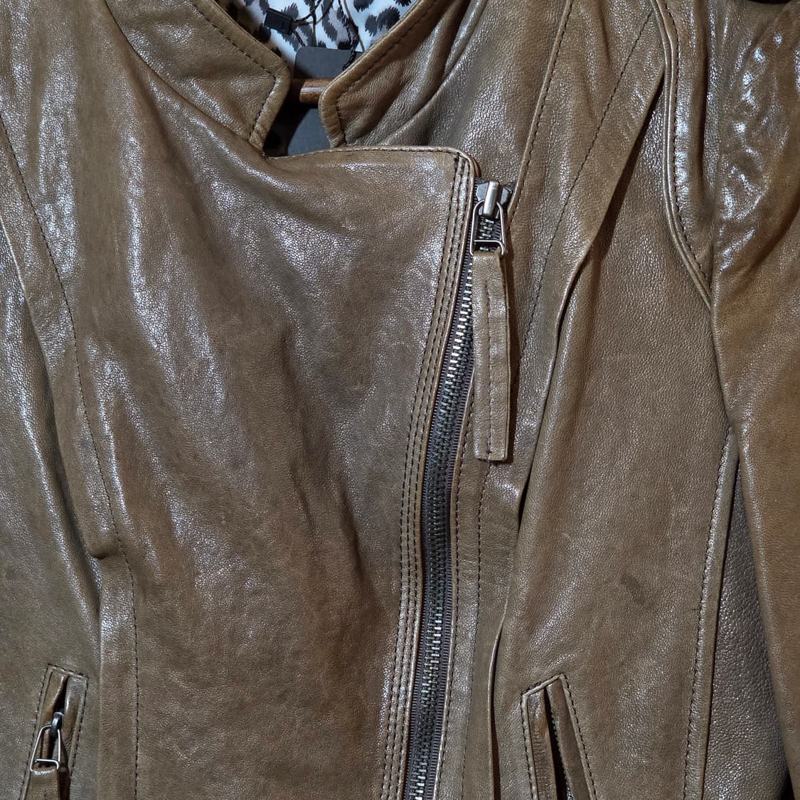 빈티지 카멜 브라운 리얼레더 양가죽 자켓 상품이미지3