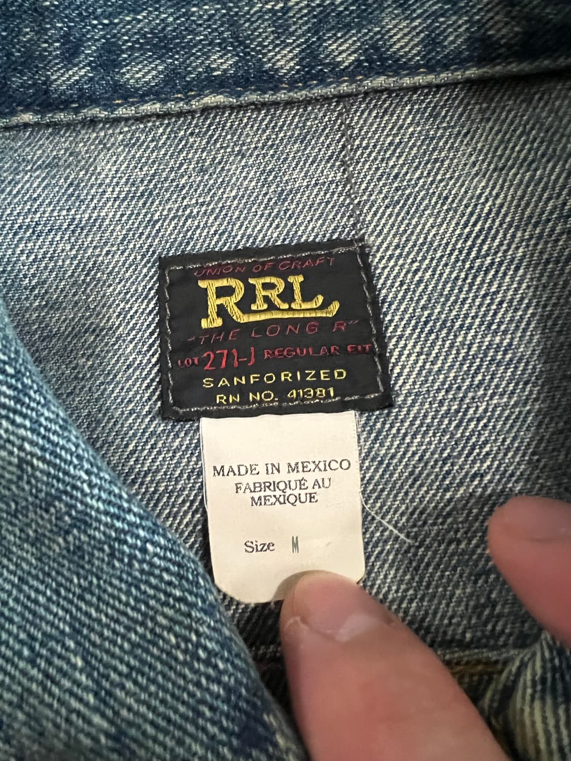 RRL LOT 271 리랜드 데님 자켓 M 더블알엘 데님자켓 상품이미지3