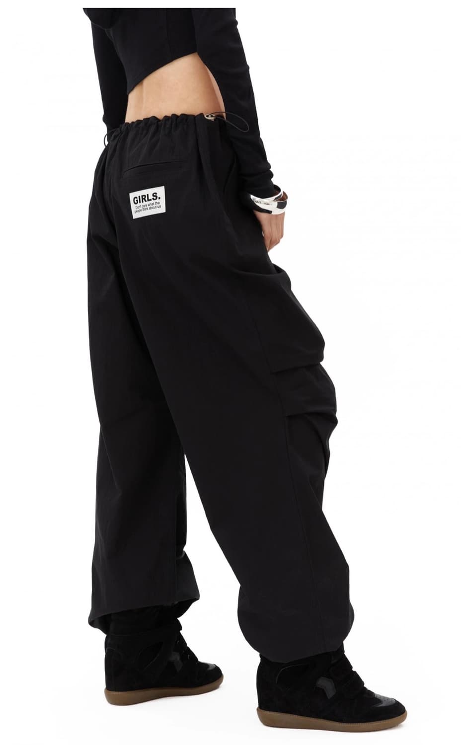 GIRLS WIDE PANTS - BLACK 상품이미지1