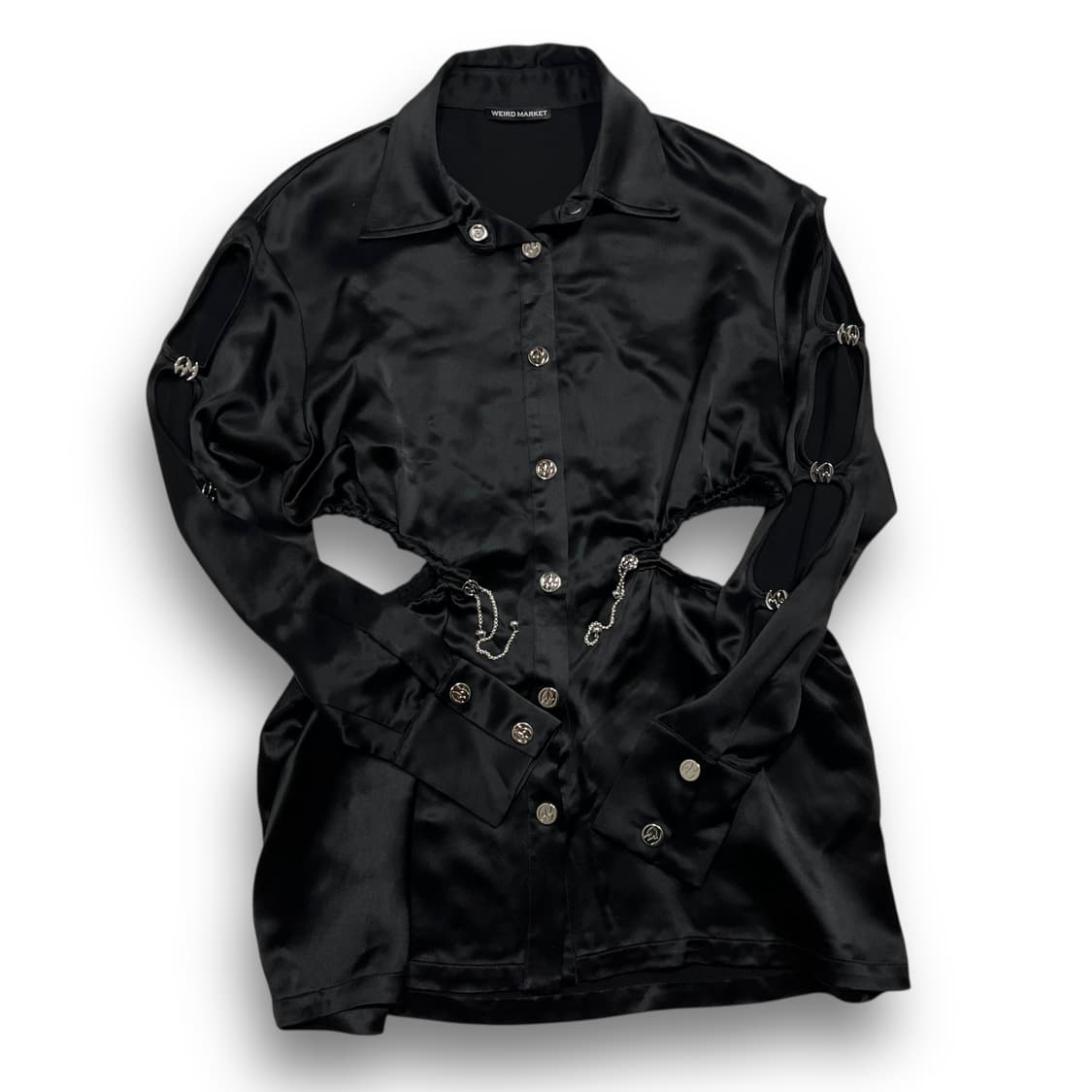 위어드 마켓 락시그 사이드 엠블럼 로고 글로시 원피스 상품이미지5