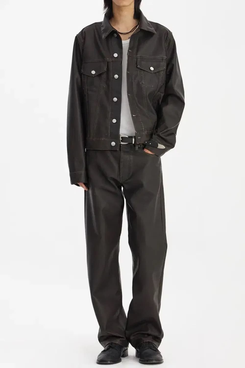 (L,32) Sunflower 레더 트러커 셋업 빈티지브라운 상품이미지1