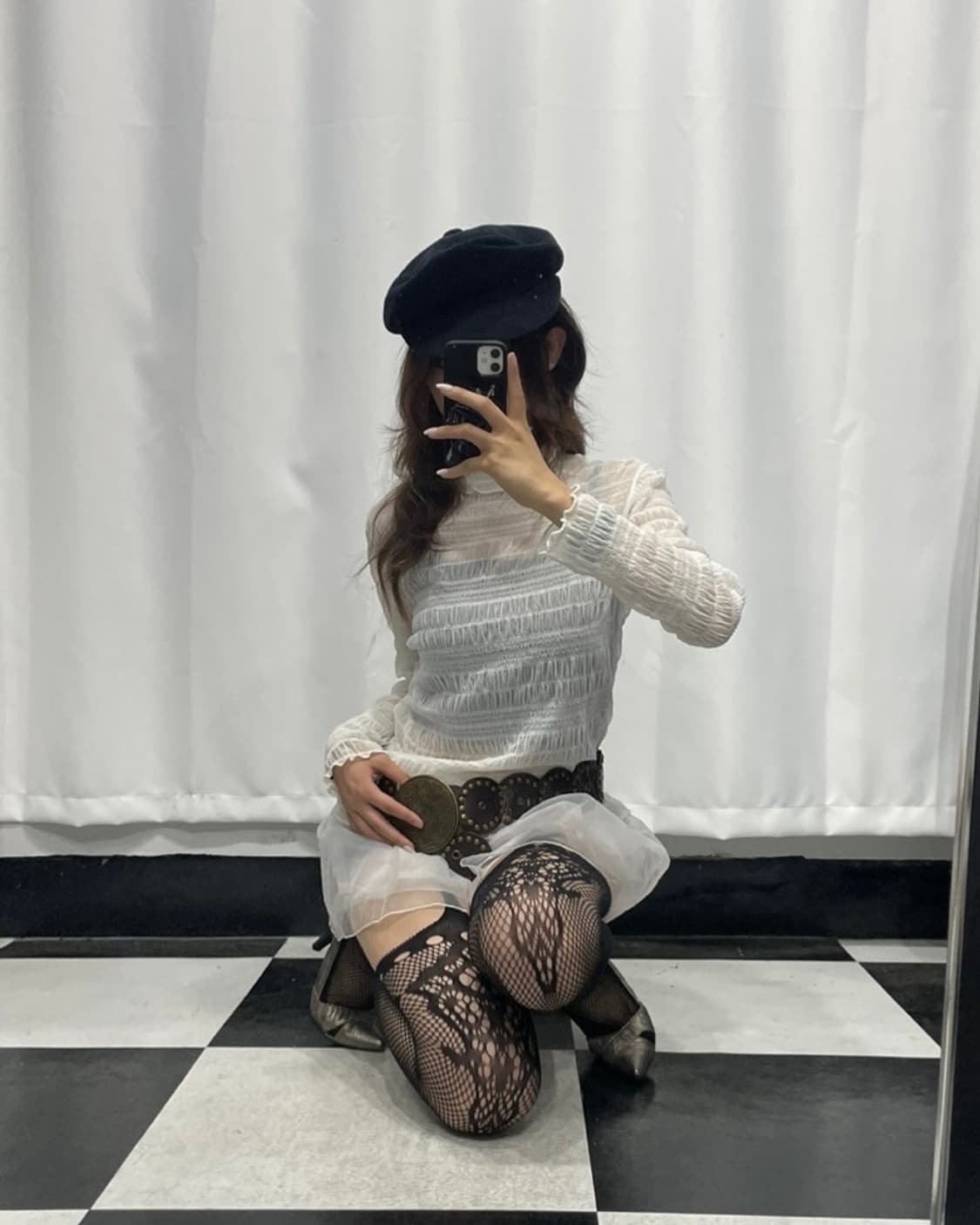 🎸화이트 씨스루 롱슬리브🎸 상품이미지2