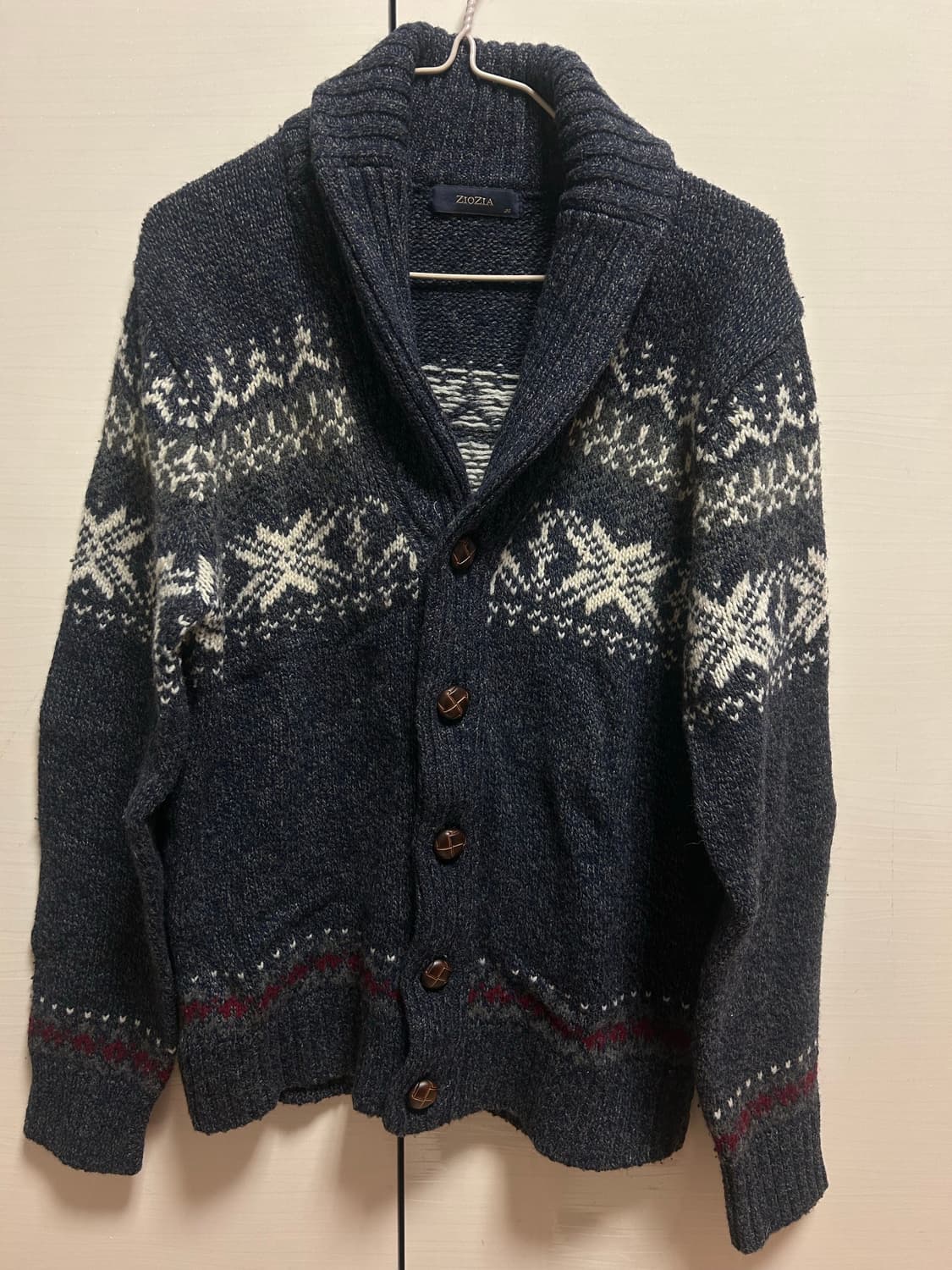 ZIOZIA 지오지아 노르딕 패턴 숄칼라 가디건 95 상품이미지1