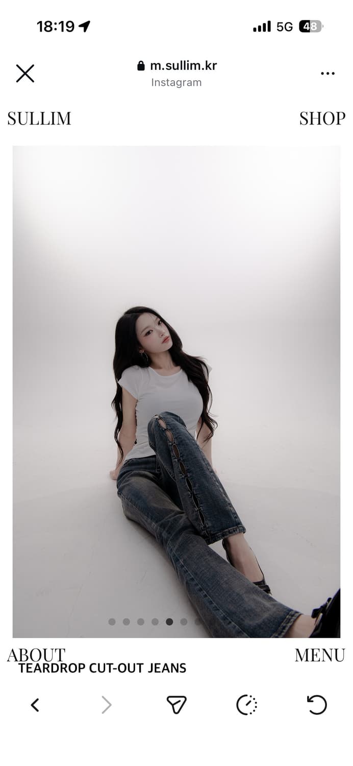 설림 SULLIM 티어드랍 컷아웃 데님 팬츠 상품이미지2