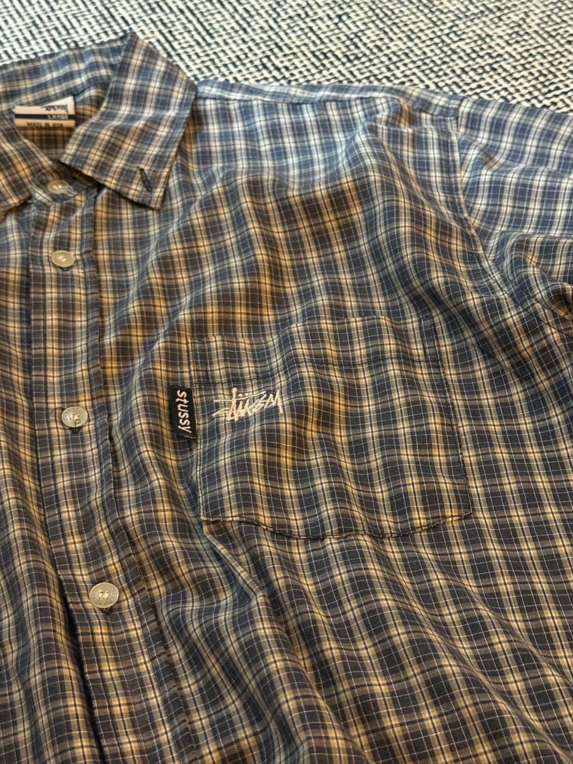 USA 스투시 반팔 체크셔츠 L 상품이미지2