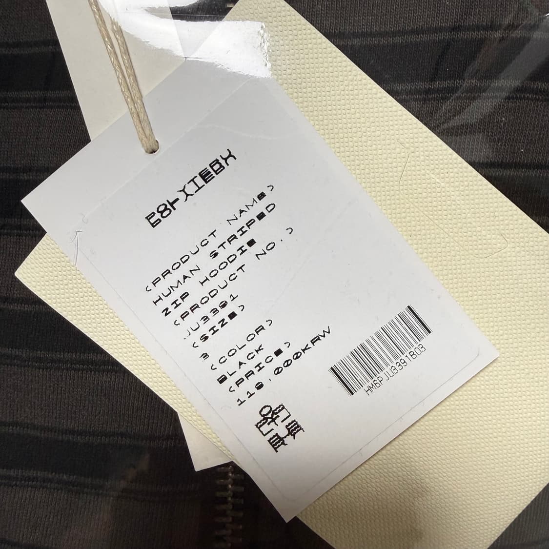 폴리테루 휴먼인덱스 휴먼 스트라이프 집 후디 블랙 상품이미지3