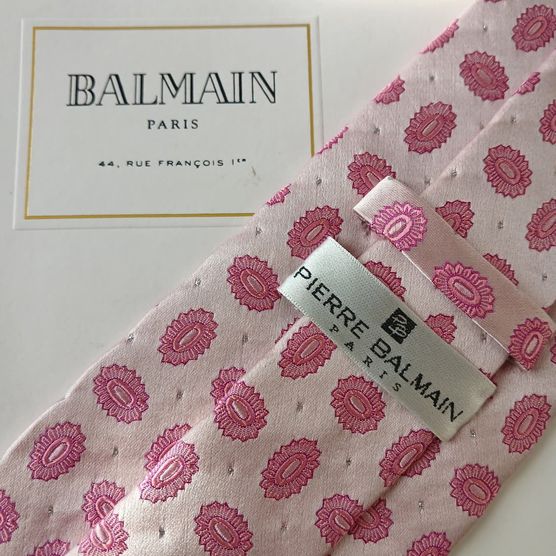 발망 실크 핑크 패턴 넥타이 9.7cm A등급 A19448
 상품이미지8