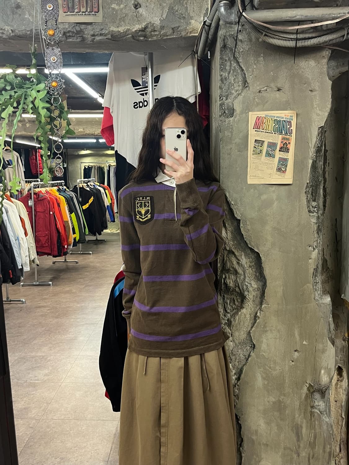 랄프로렌 스트라이프 럭비티 브라운 S #csz1751 상품이미지2