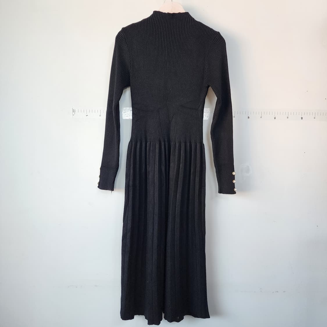 라인바이린 블랙 골지 니트 롱 원피스 상품이미지4