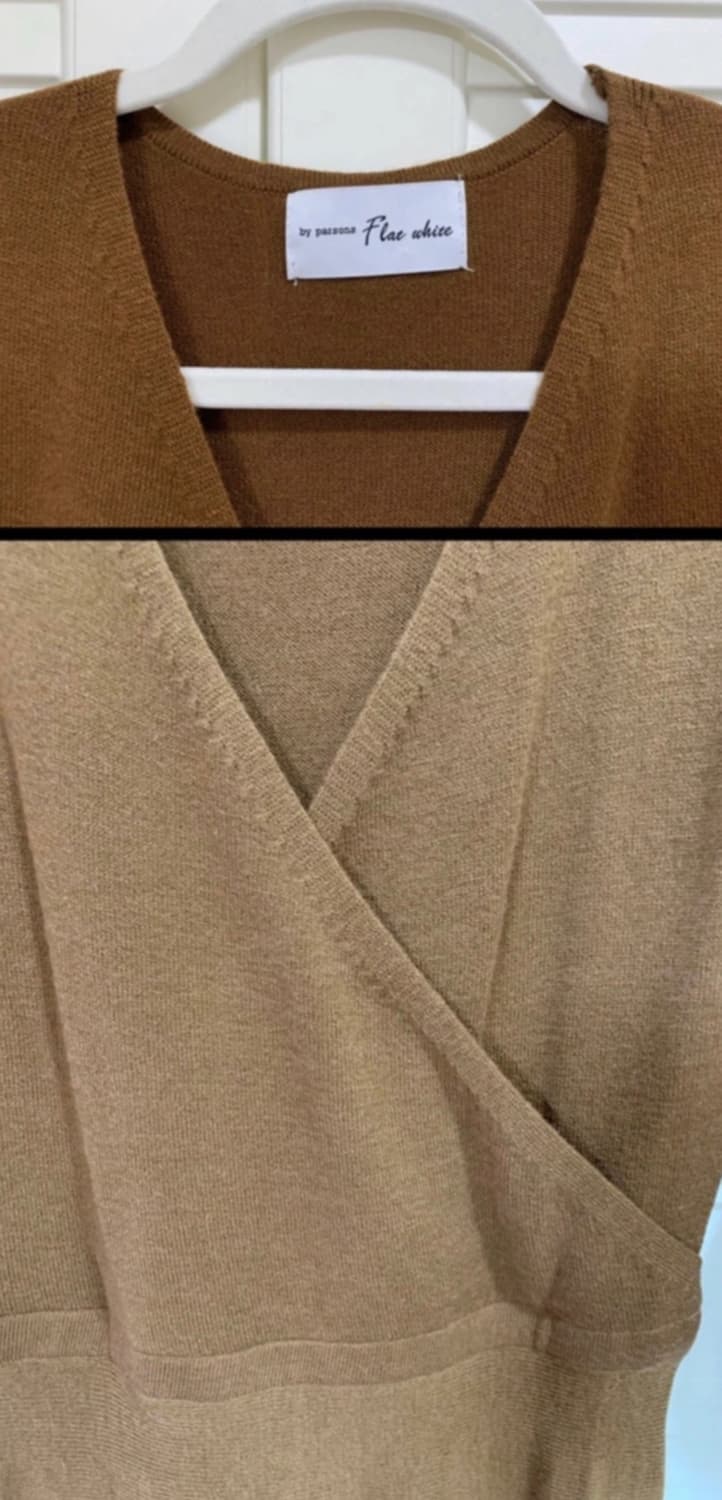 새제품 PARSONS 파슨스 브이넥 니트 원피스 타바코 다크브라운 진브라 상품이미지9