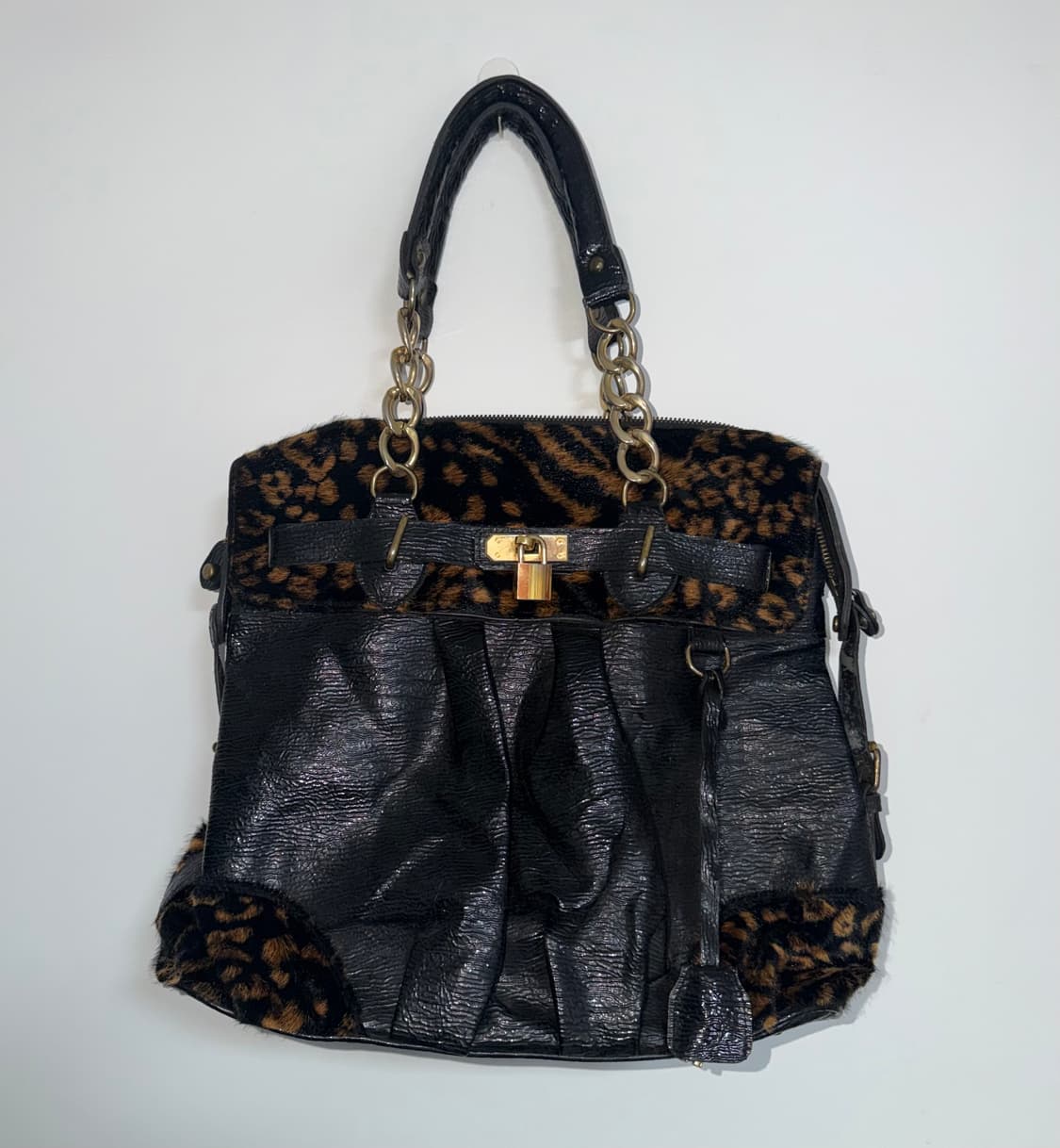 갸루 레오파드 호피 퍼 체인백 상품이미지1