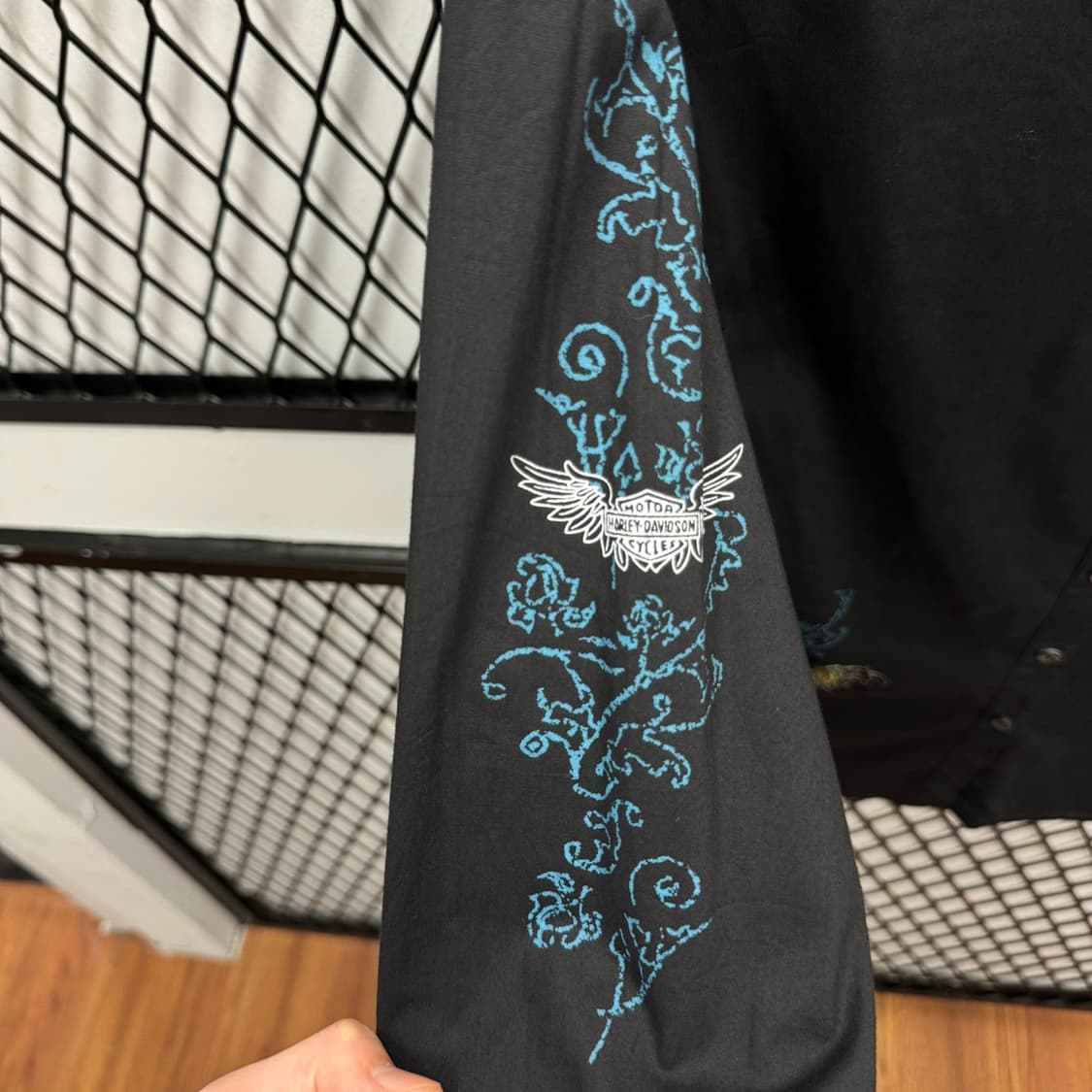 할리데이비슨 긴팔 셔츠 우먼스 장미 레터링 자수 로고 디테일 블랙 상품이미지7