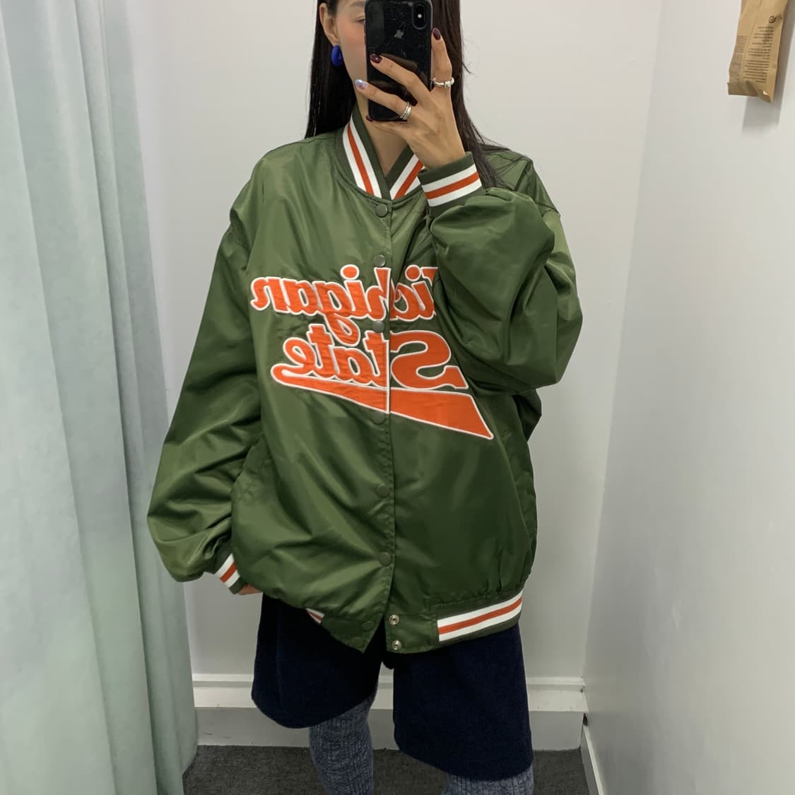 빈티지 바시티 자켓 카키 상품이미지3