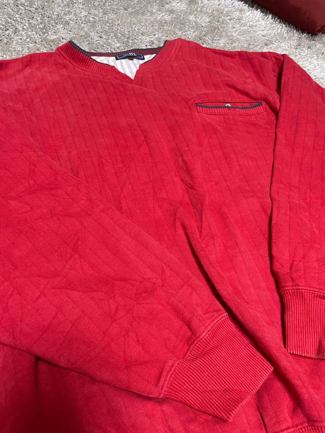 일본판 Club HL 레드 골지 긴팔 맨투맨 사이즈 110 상품이미지4