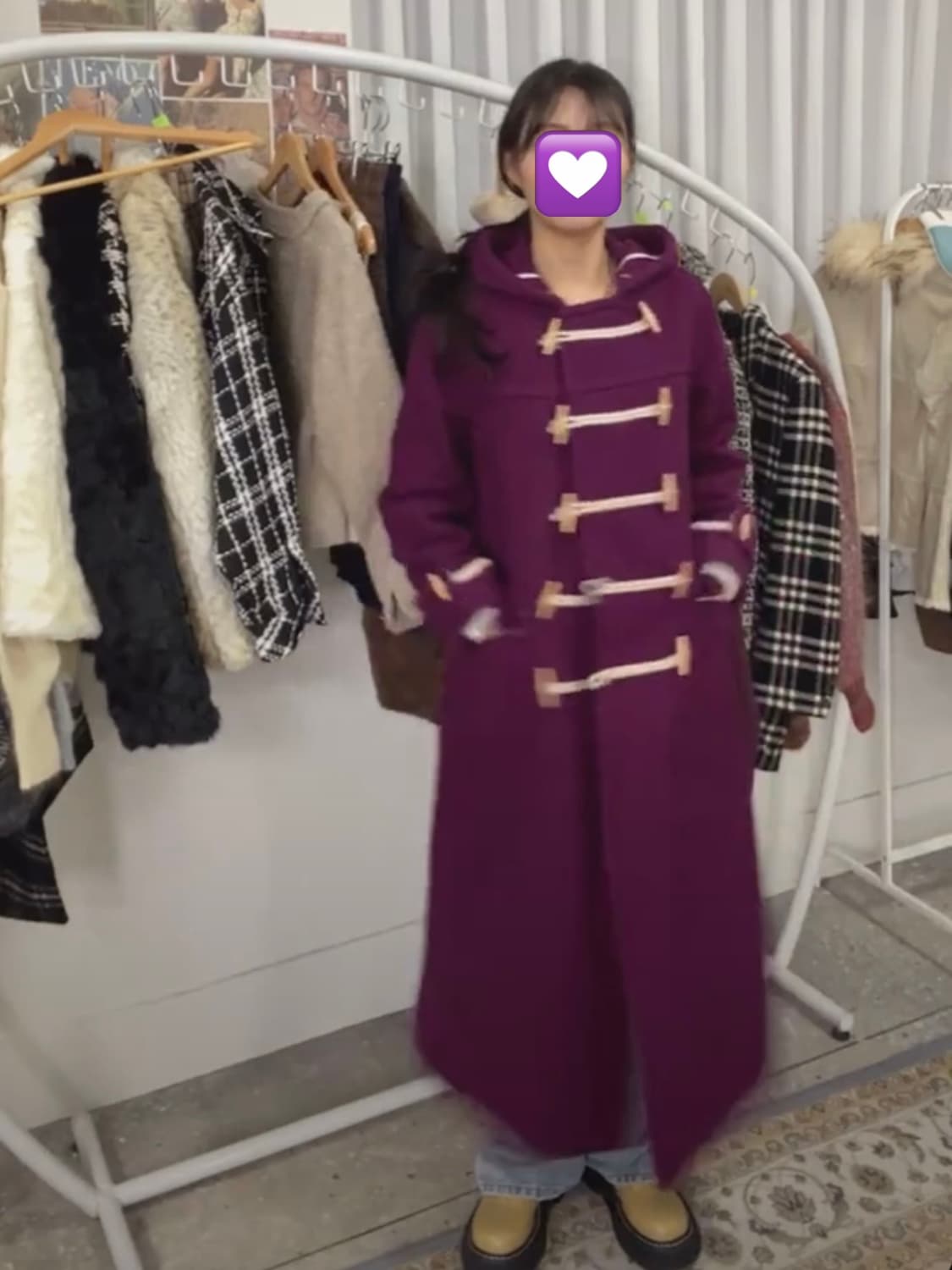 빈티지 포도 플럼 퍼플 떡볶이 롱코트 🍇 상품이미지1