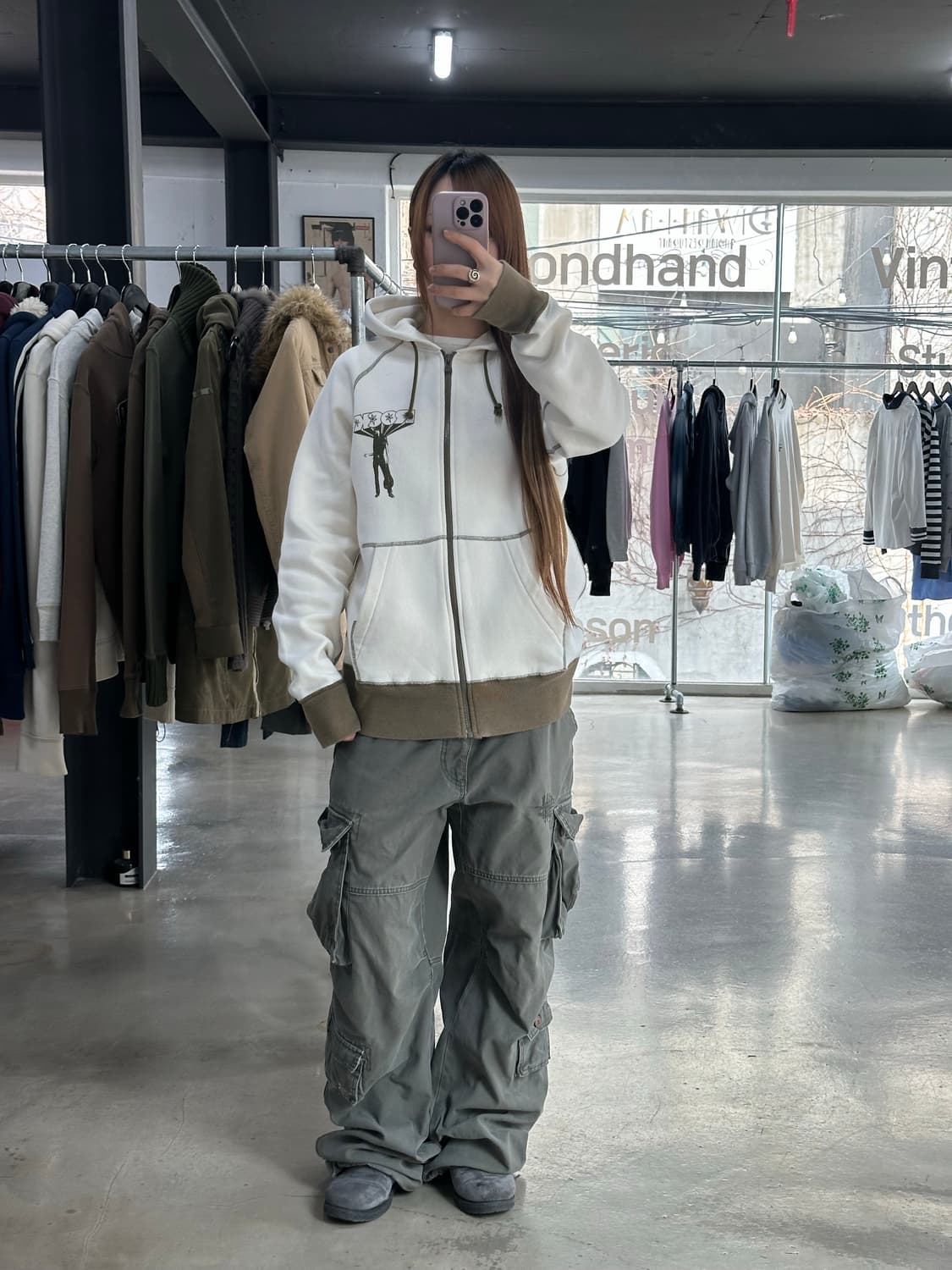 히스테릭글래머 히스걸ROCK 스티치 후드집업 상품이미지2