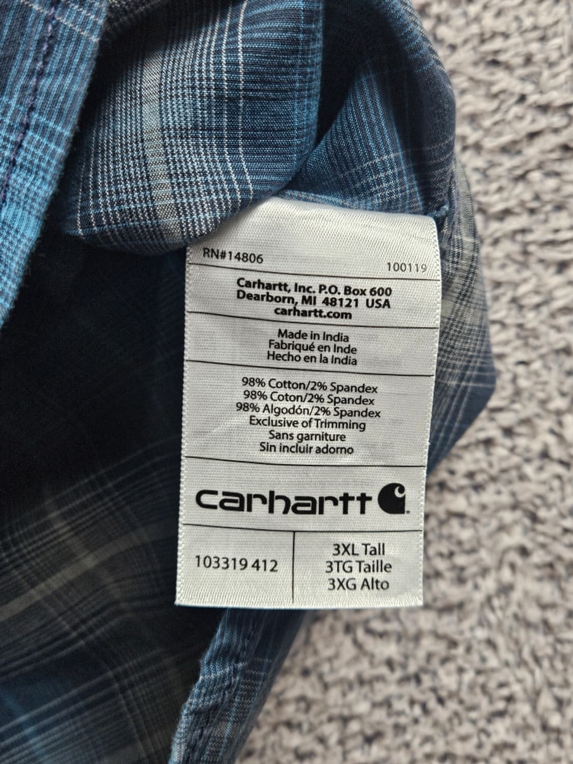 칼하트 체크 패턴 포켓 빅 워크 셔츠 ( 3XL ) / 11276 상품이미지10