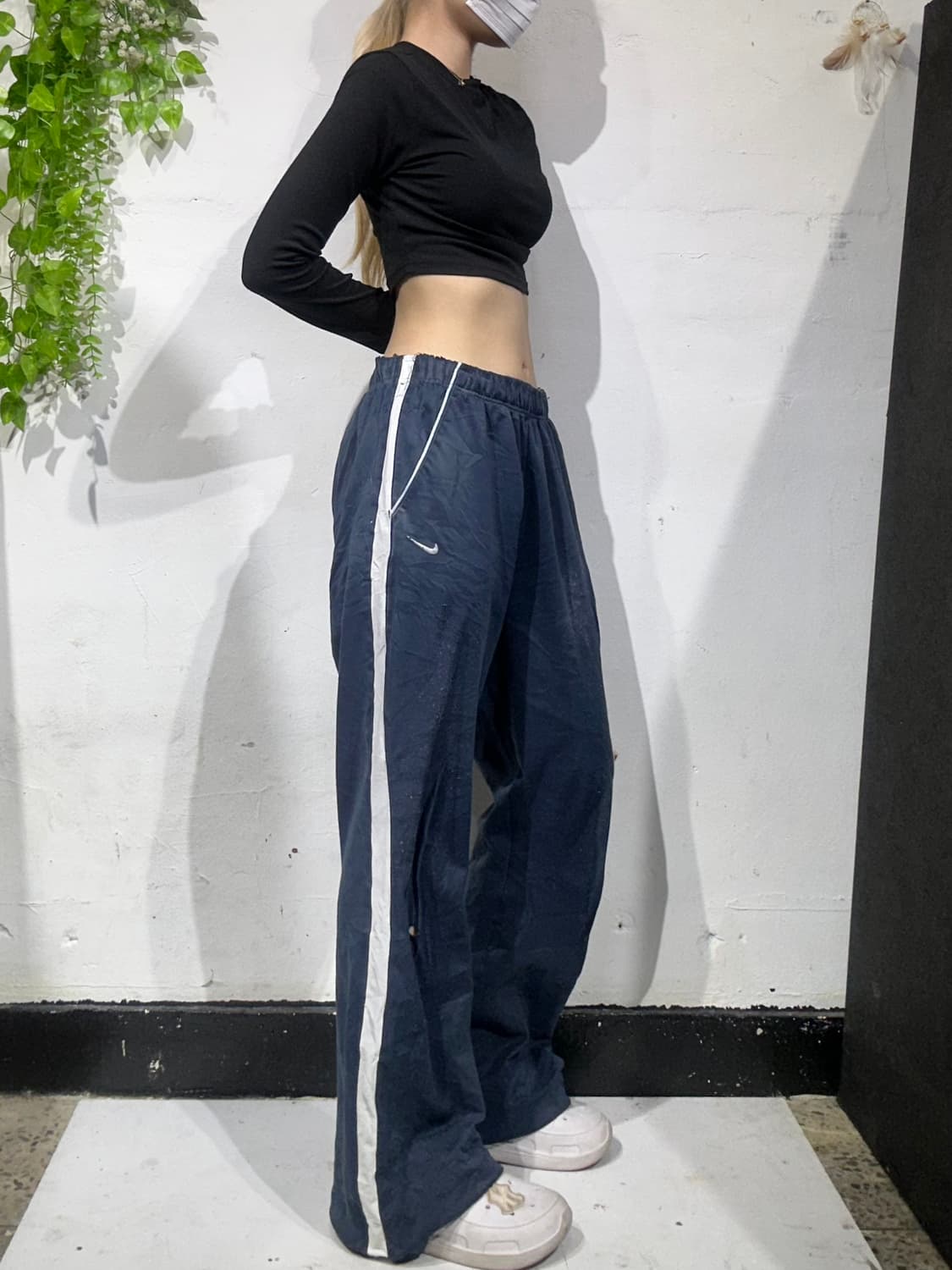 00s 나이키 네이비 화이트 사이드 라인 추리닝 바지 와이드 팬츠  XL 상품이미지1