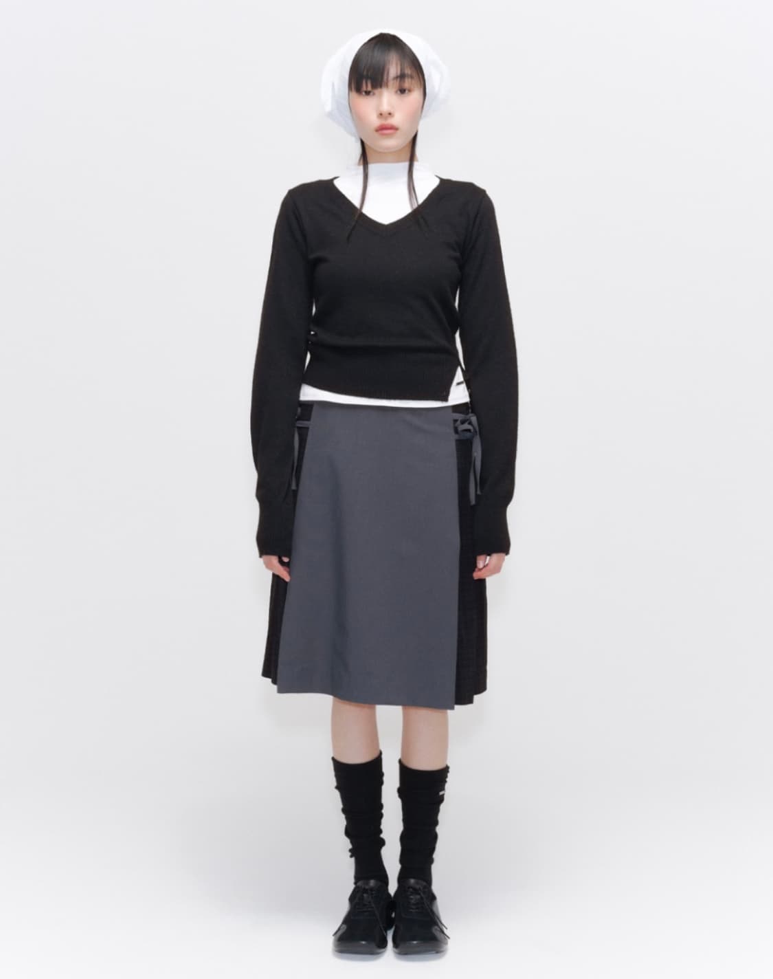 미세키서울 브이넥 니트 블랙 Vneck slit button knit 상품이미지2