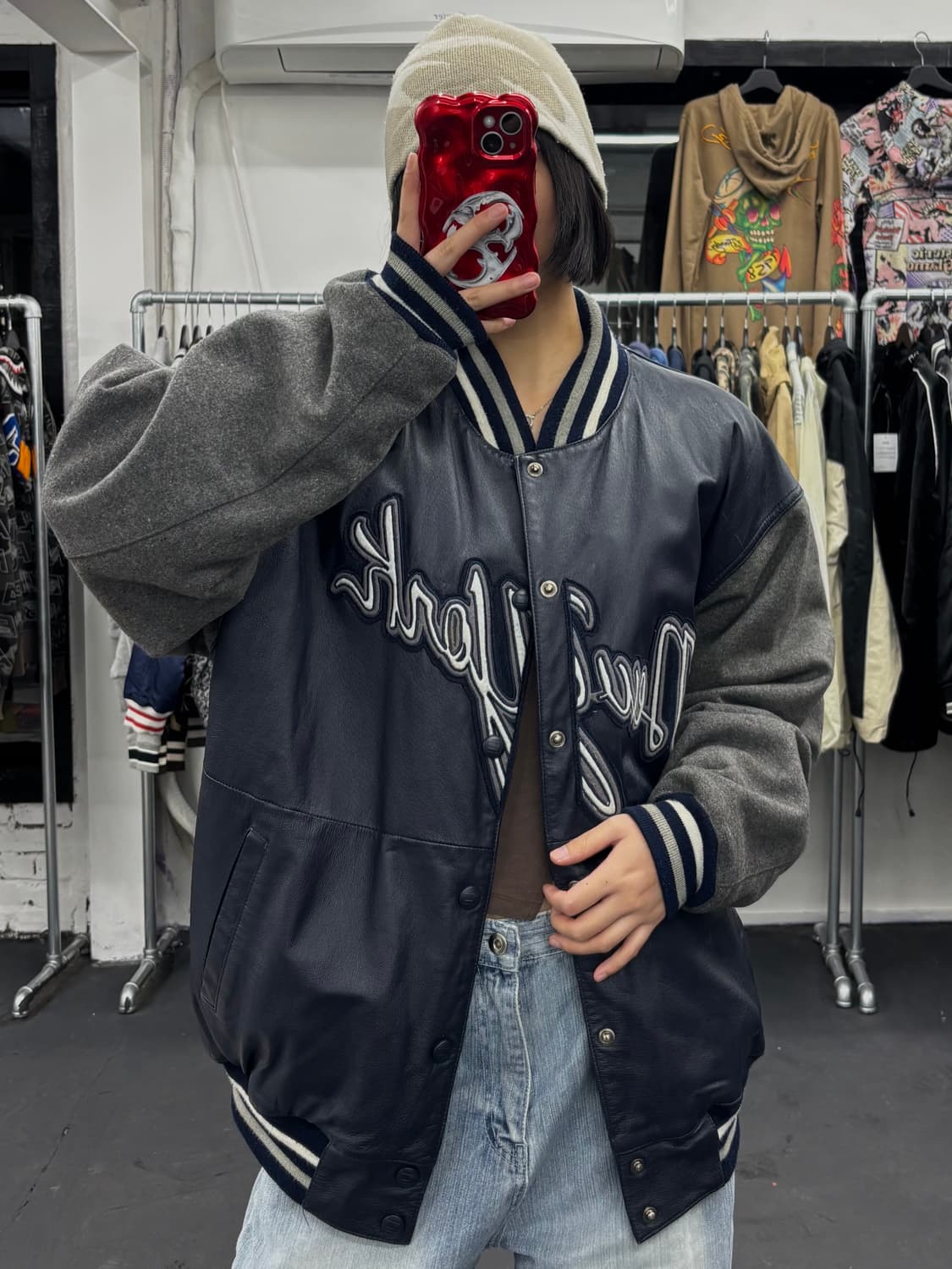 FUBU 푸부 제뉴인 레더 바시티 자켓 상품이미지2