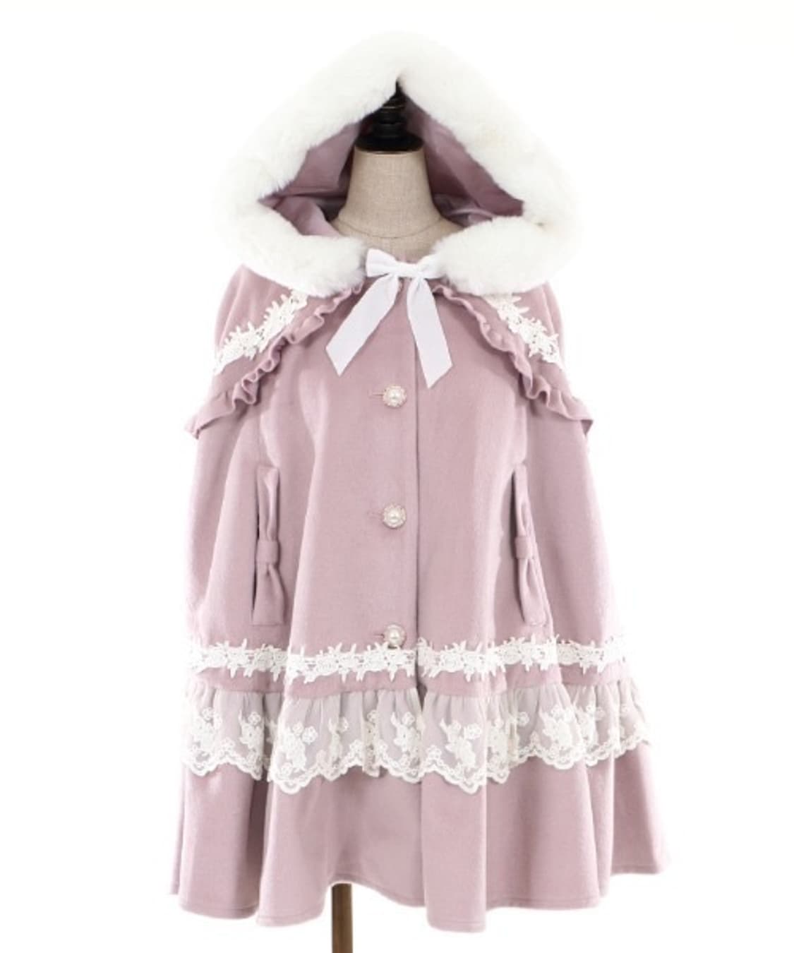 엑시즈팜 히메갸루 판초 케이프 라떼갸루 코트 빈티지 리즈리사 모리걸 상품이미지3