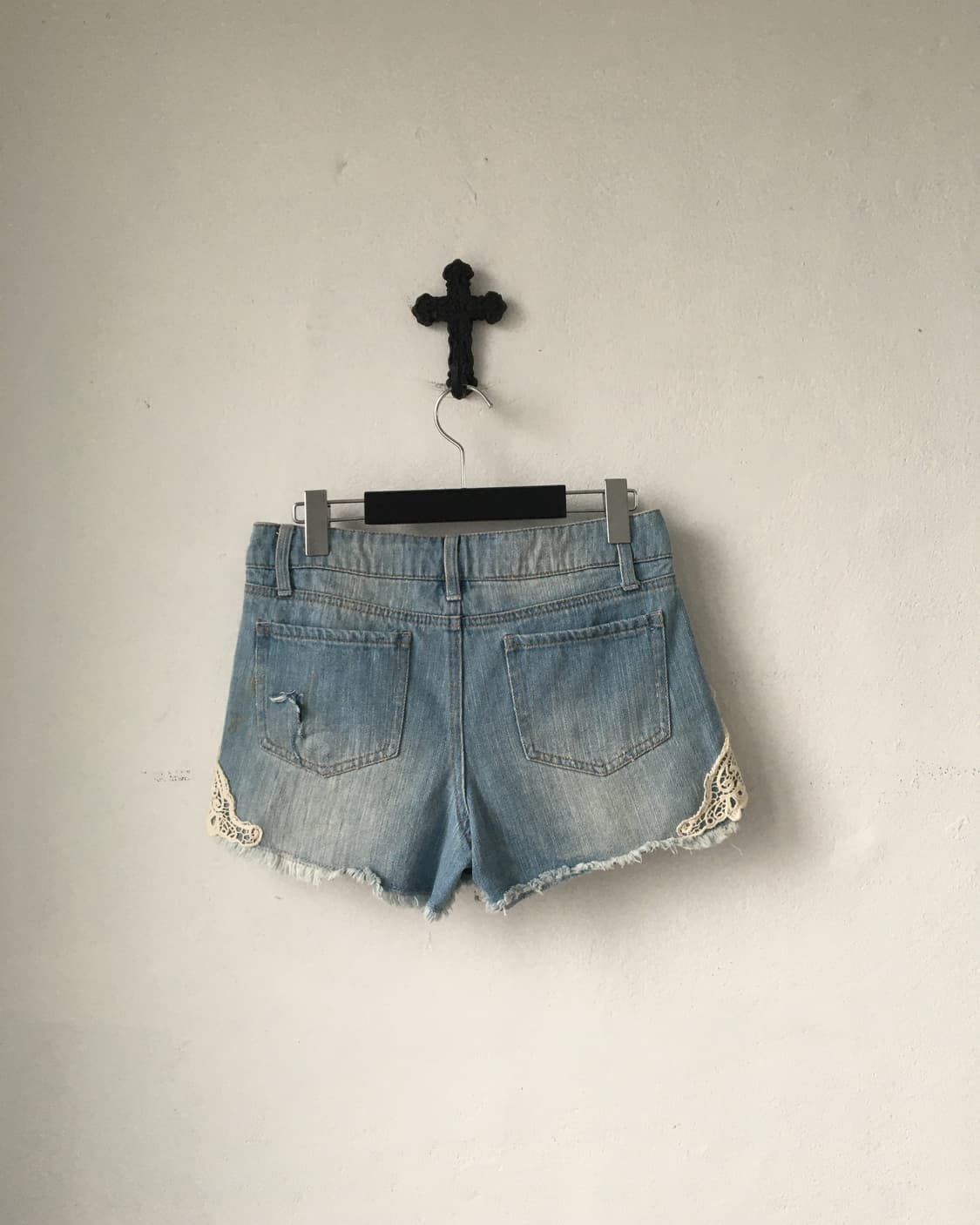 Crochet trimming denim short 상품이미지2