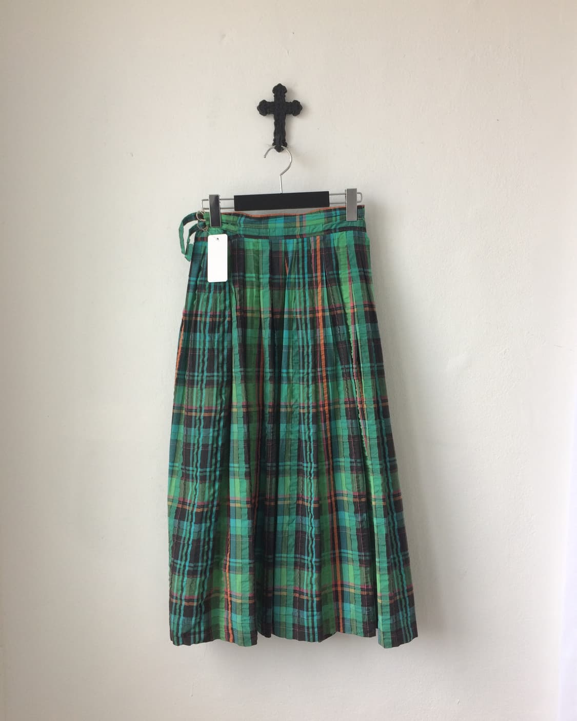 Belted check pattern long skirt 상품이미지1