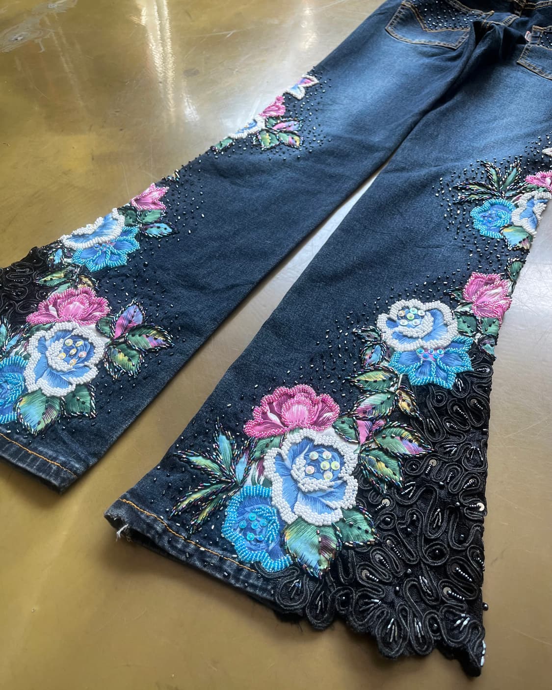 90-00s TARADO 3D Floral Flare Jeans 상품이미지10