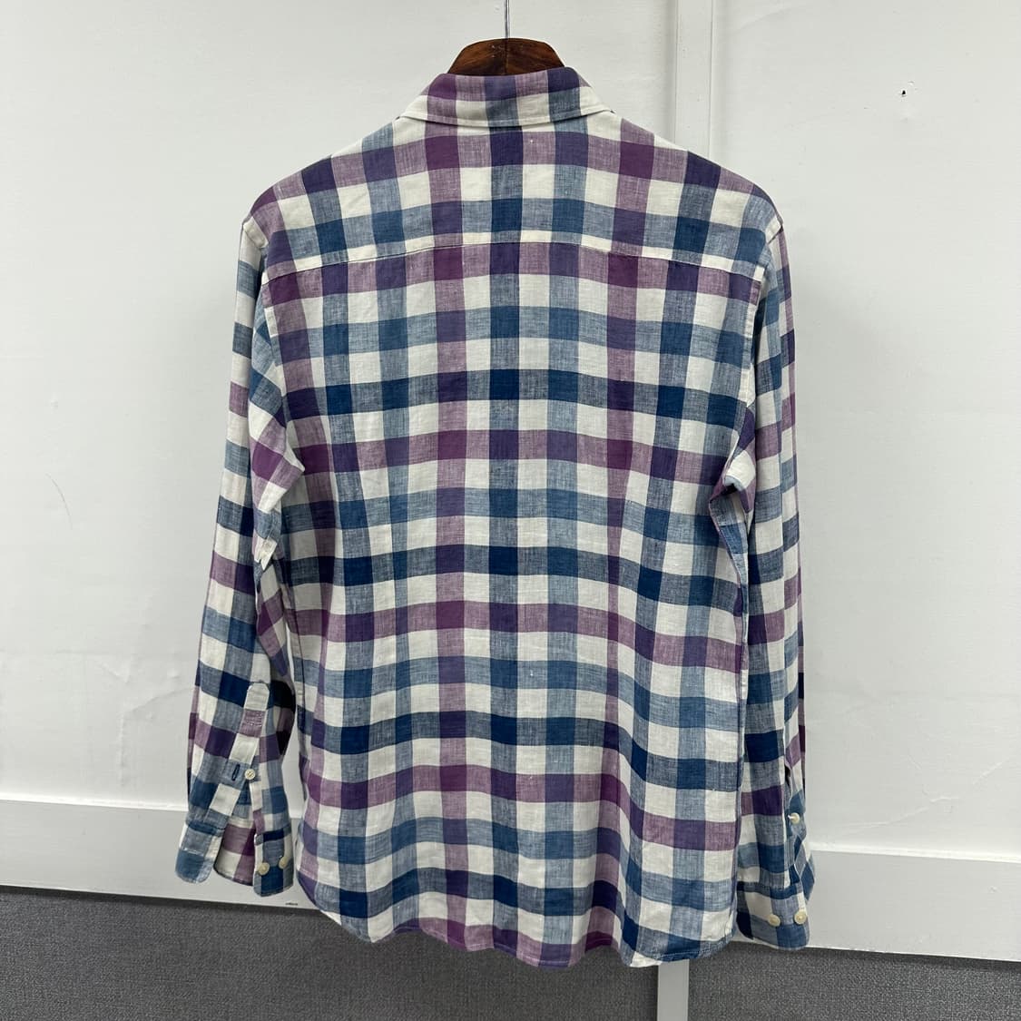 헤지스 슬림핏 린넨 체크 셔츠 남방 95 s193 상품이미지8