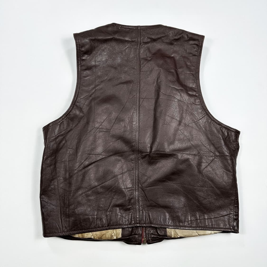 아비렉스 USA 레트로 브라운 가죽 조끼 베스트 (M) 상품이미지3