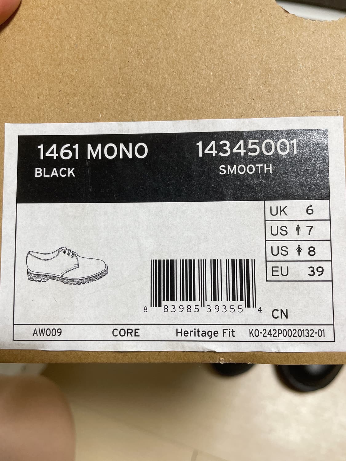 닥터마틴 1461 3홀 모노 블랙 새상품 250 사이즈 상품이미지3