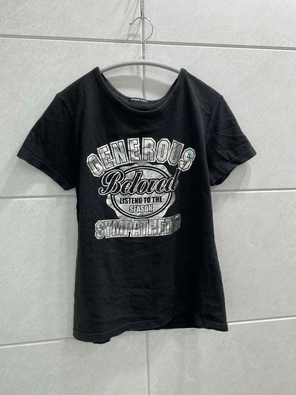 [PINK CAT] Y2K Silver Lettering Tee 상품이미지2