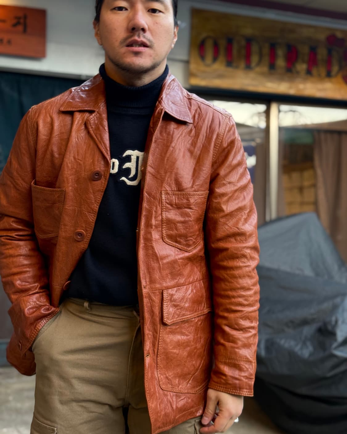 90-00‘s 팀버랜드 레더 카코트 M 상품이미지10