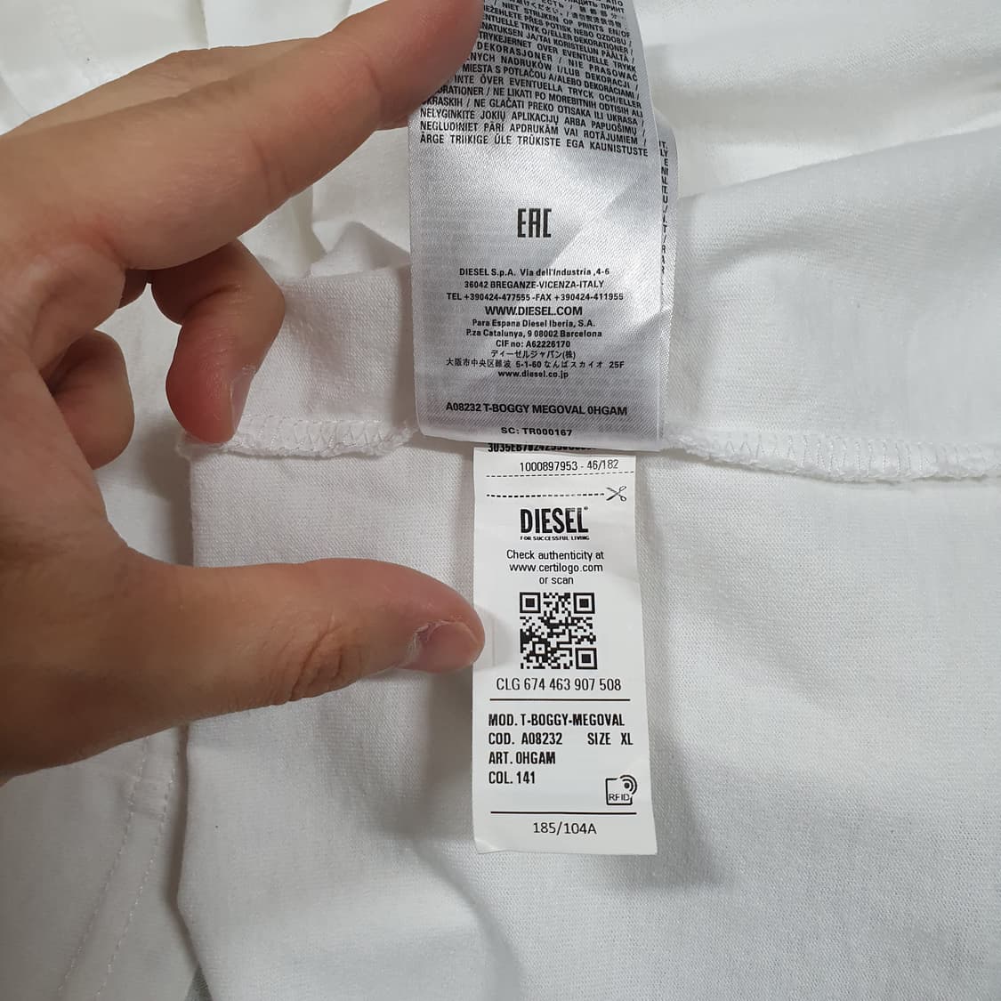 XL) 디젤 신형 25ss 맥시 오발 D 자수 화이트 반팔 라운드 티셔츠 상품이미지9