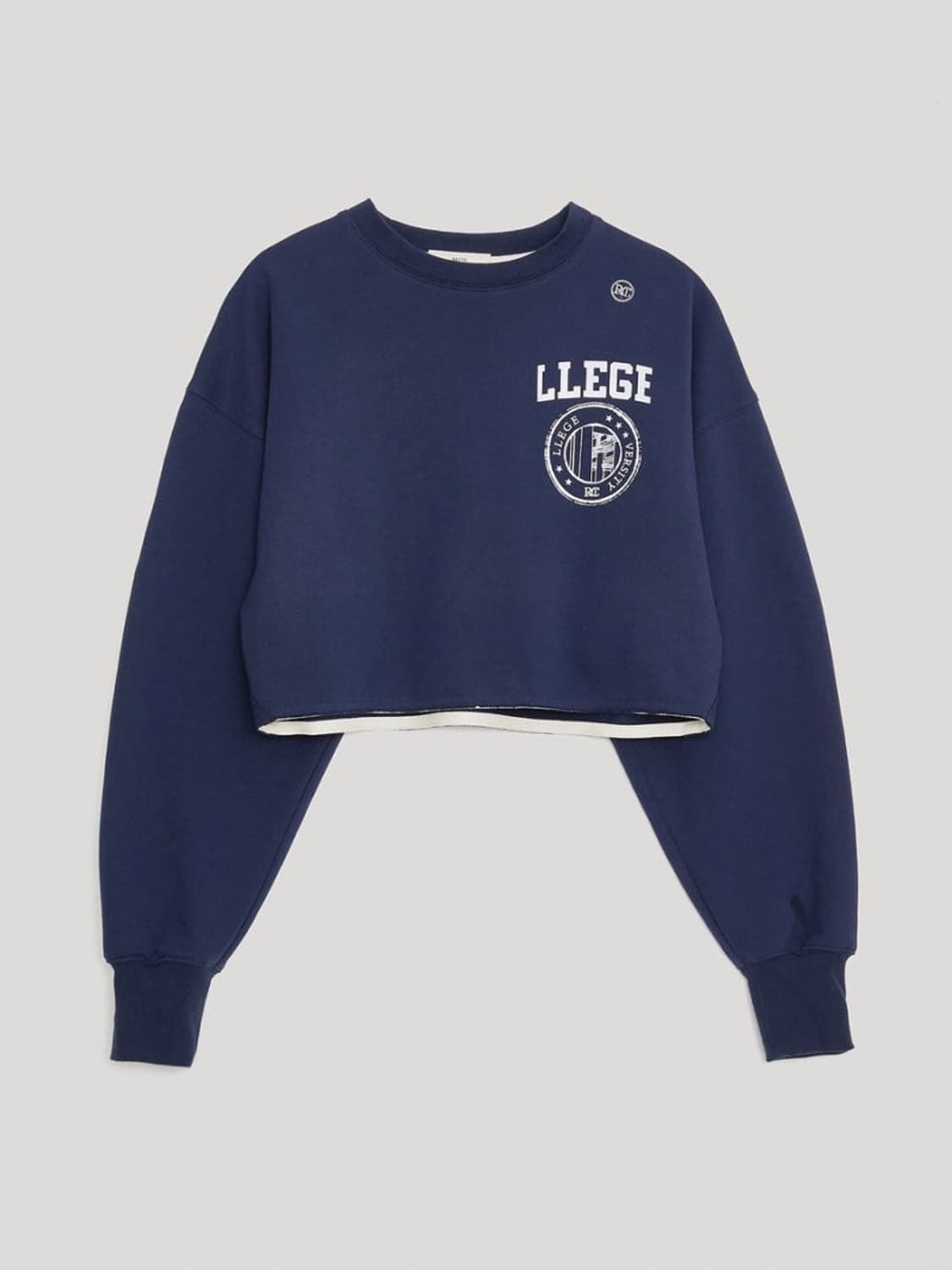 렉토 크롭 맨투맨 네이비 상품이미지1